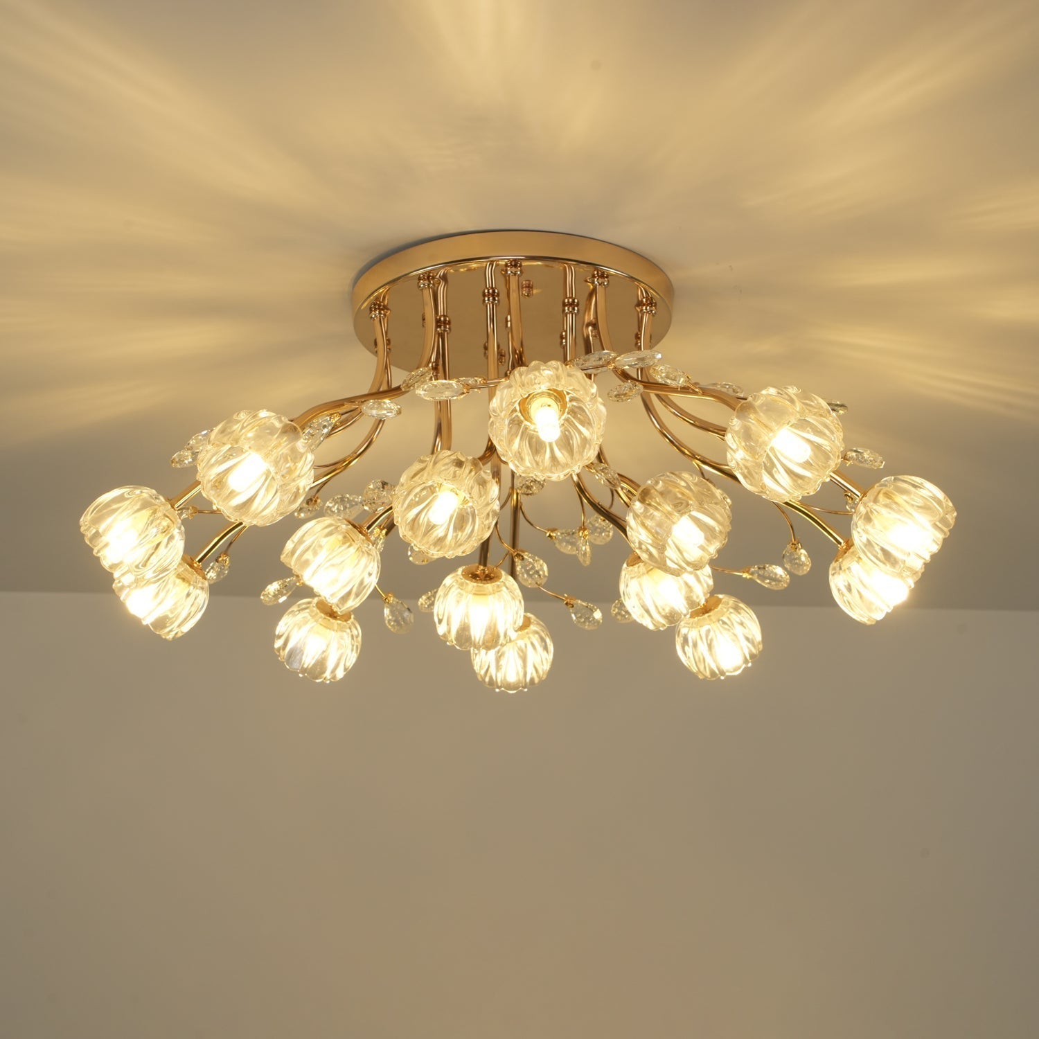 Aballs Postmoderne Luxe Fleur Cristal Plafonnier - Neutralighting