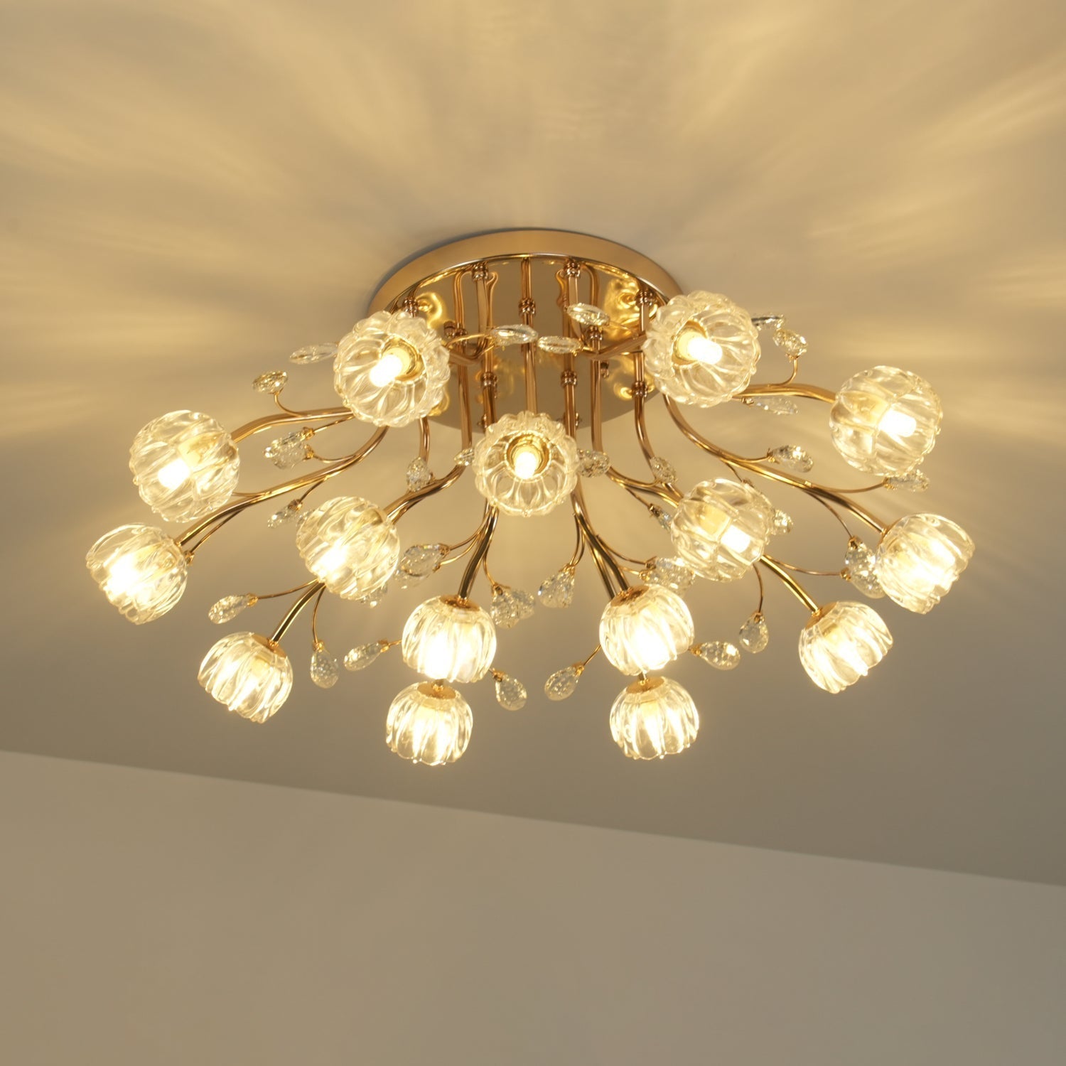 Aballs Postmoderne Luxe Fleur Cristal Plafonnier - Neutralighting