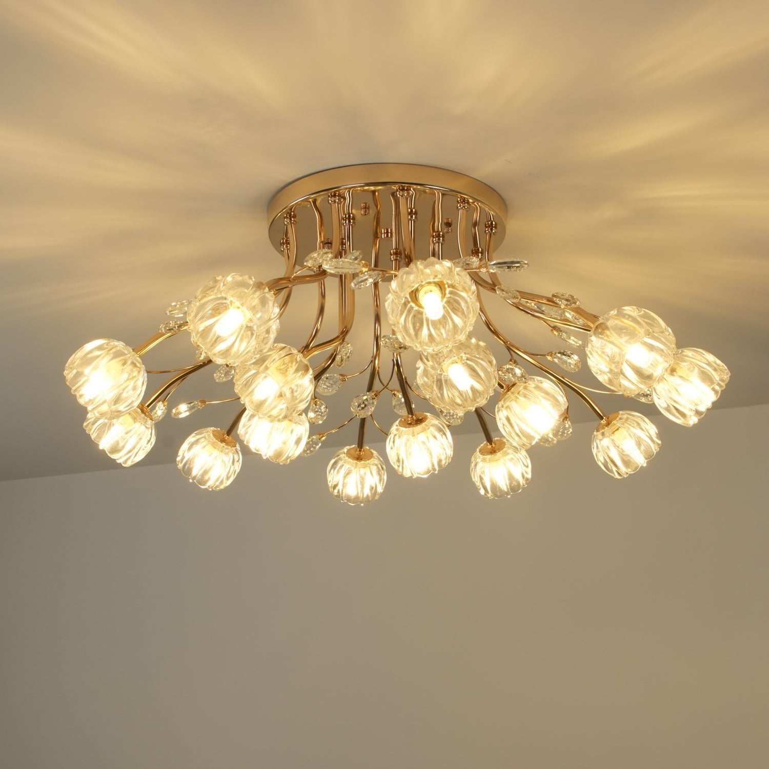 Aballs Postmoderne Luxe Fleur Cristal Plafonnier - Neutralighting