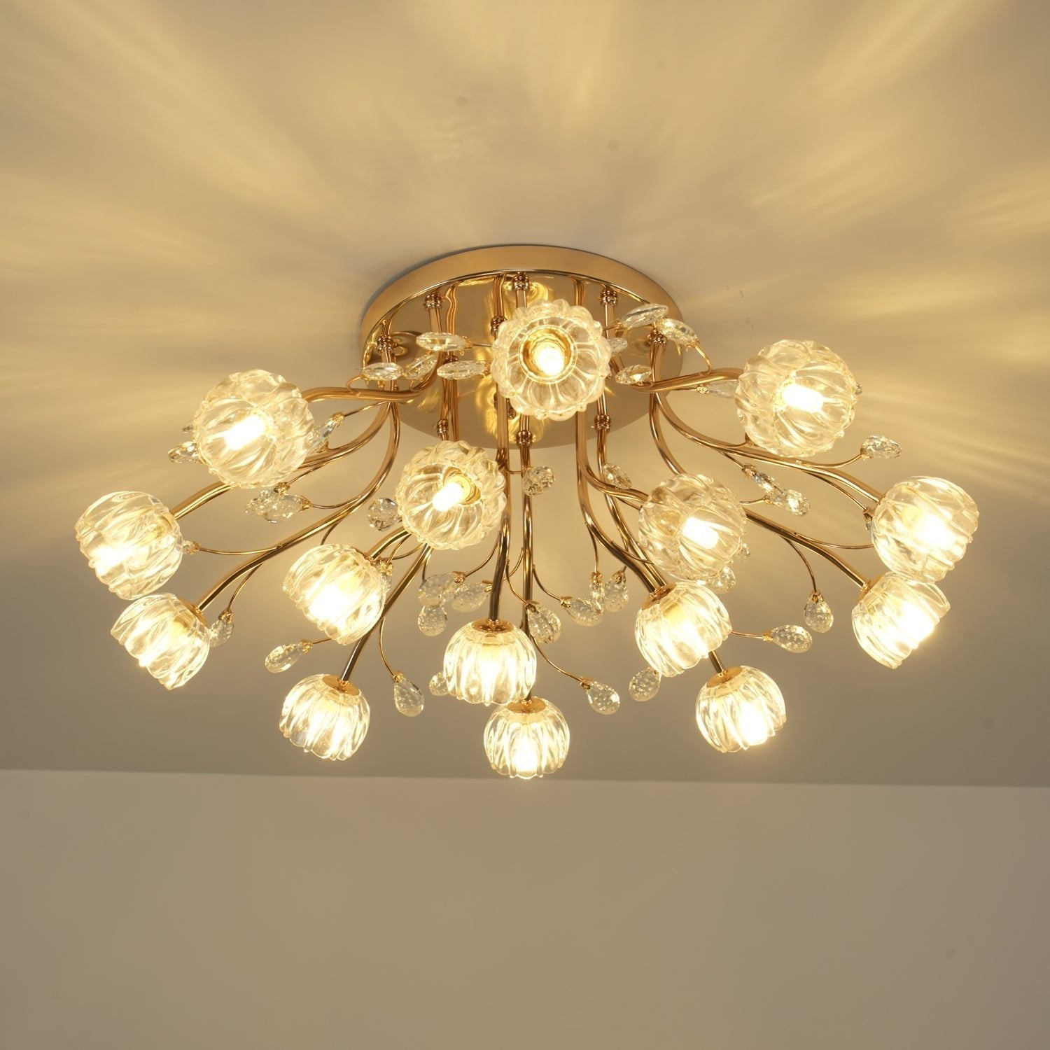 Aballs Postmoderne Luxe Fleur Cristal Plafonnier - Neutralighting