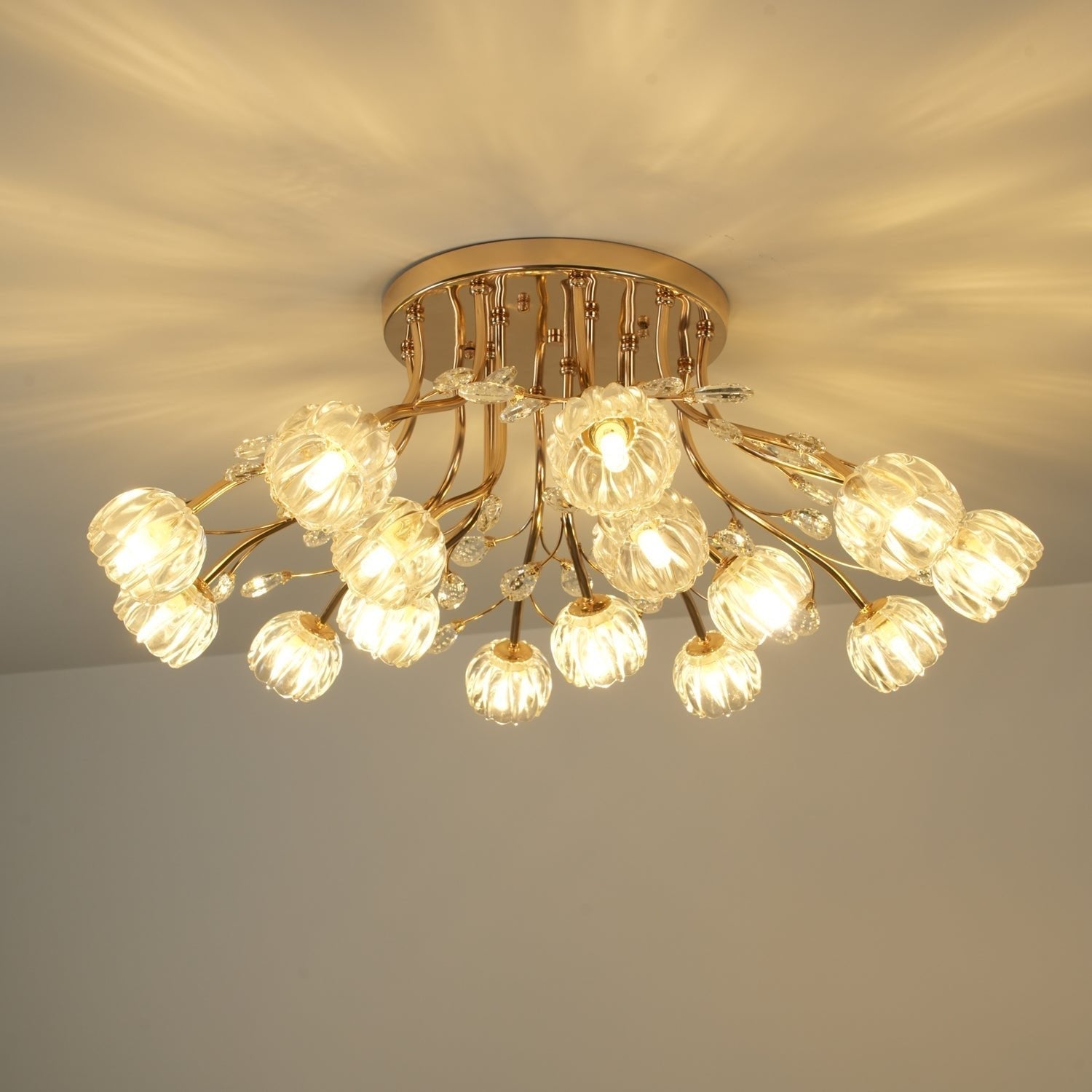 Aballs Postmoderne Luxe Fleur Cristal Plafonnier - Neutralighting