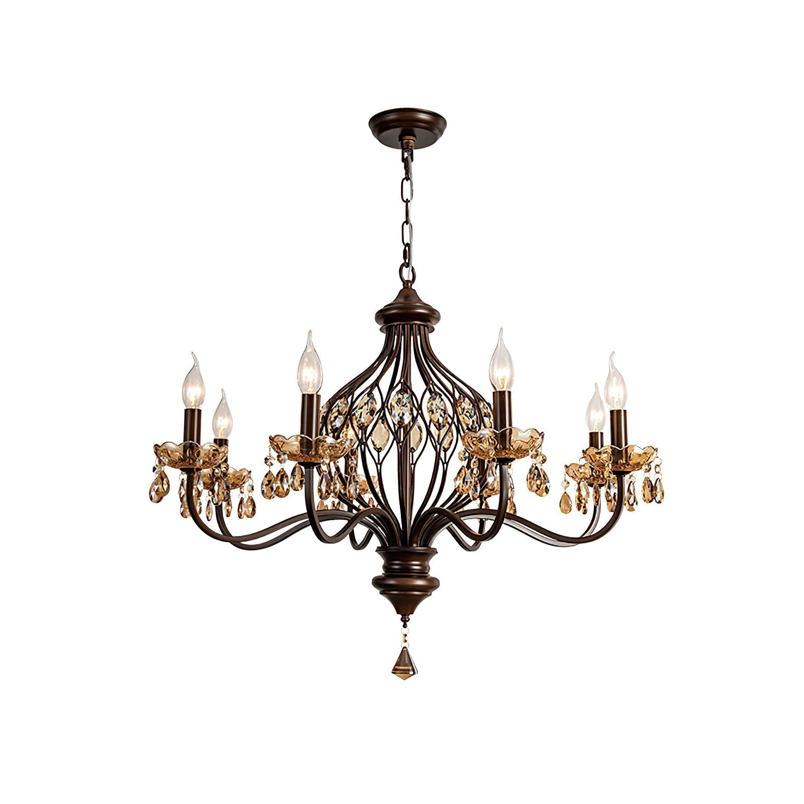 Enorel Vintage Bronze Crystal Chandelier - Blowlighting