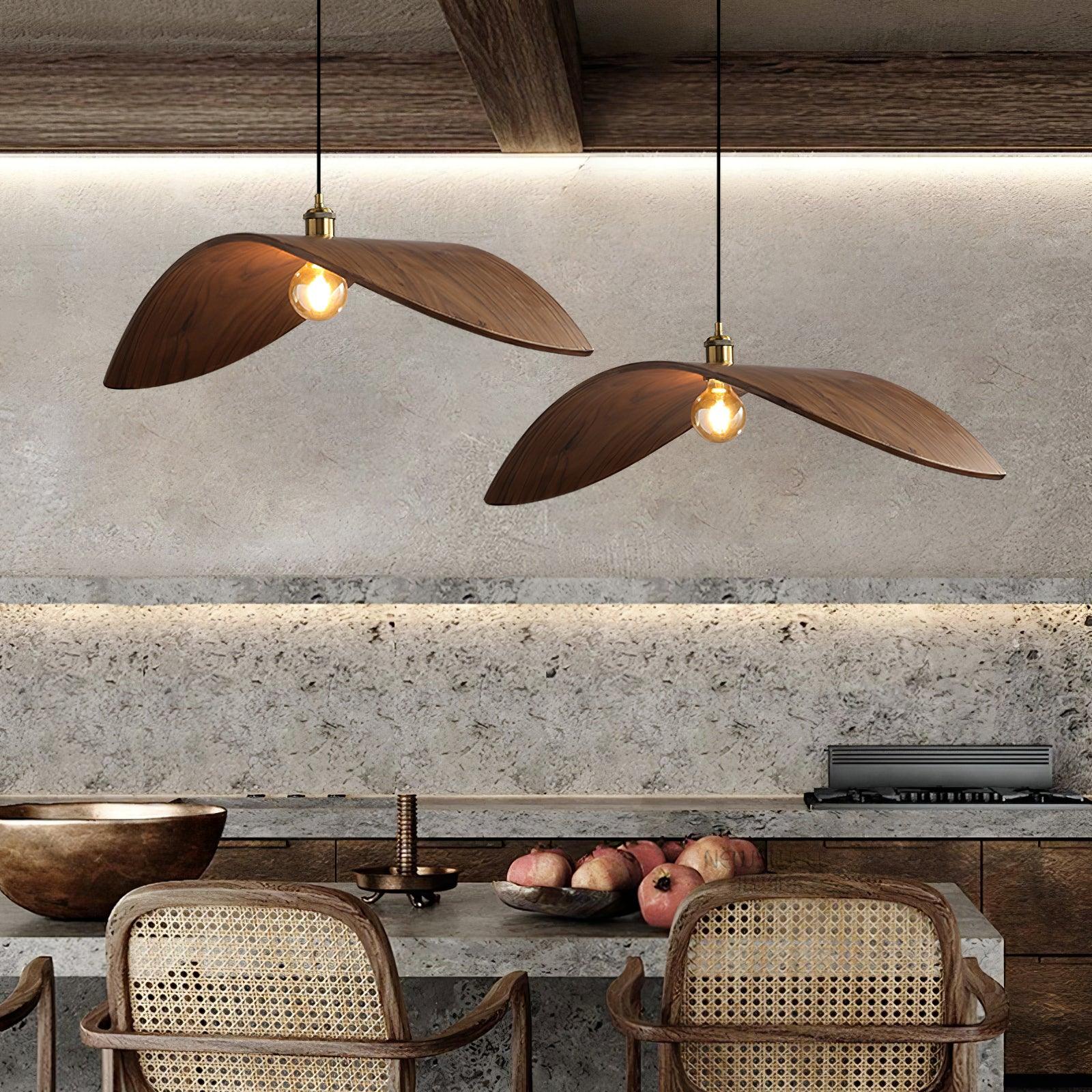 Muto Suspension Incuvré Minimaliste, Metal/Bois, Bois, Chambre - Neutralighting