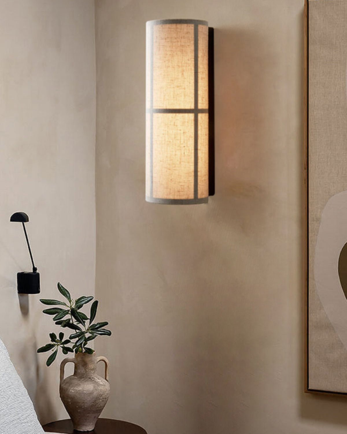 Lustra Wall Lamp Cylinder Fabric Soft Glow - Neutralighting