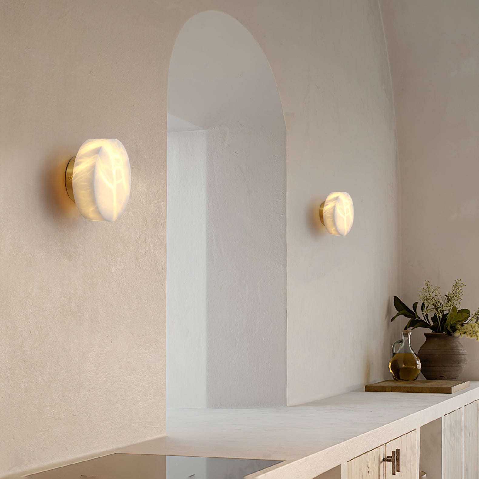 Glim Applique Murale Moderne Minimaliste En Laiton Et Albâtre - Neutralighting