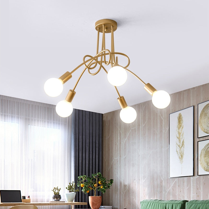 Valentina Lustre Linéaire/Bulle Moderne, Métal, Noir/Blanc/Or, Salon - Neutralighting