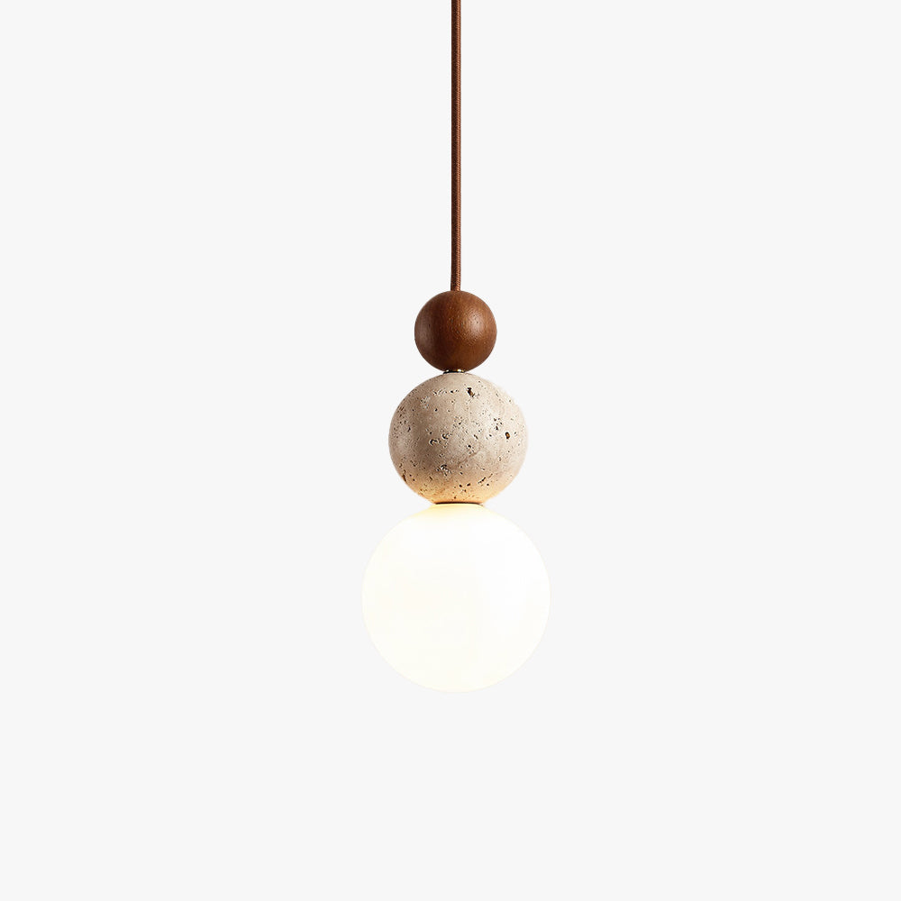 Juvio Lampe Suspension Boule en Travertin