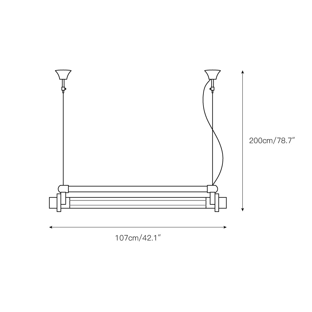 Ciel Industrial Tube Metal Acrylic Pendant Light - Lamp Copper