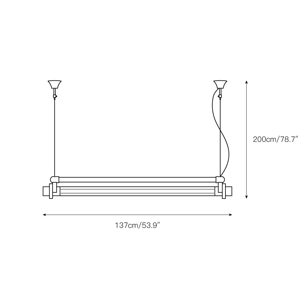 Ciel Industrial Tube Metal Acrylic Pendant Light - Lamp Copper