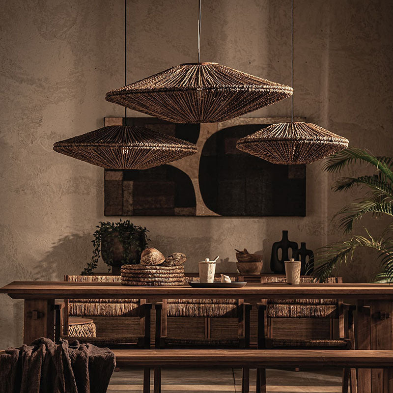 Ritta Rustique Suspension Rotin Salon Salle à Manger Chambre à Coucher - Neutralighting