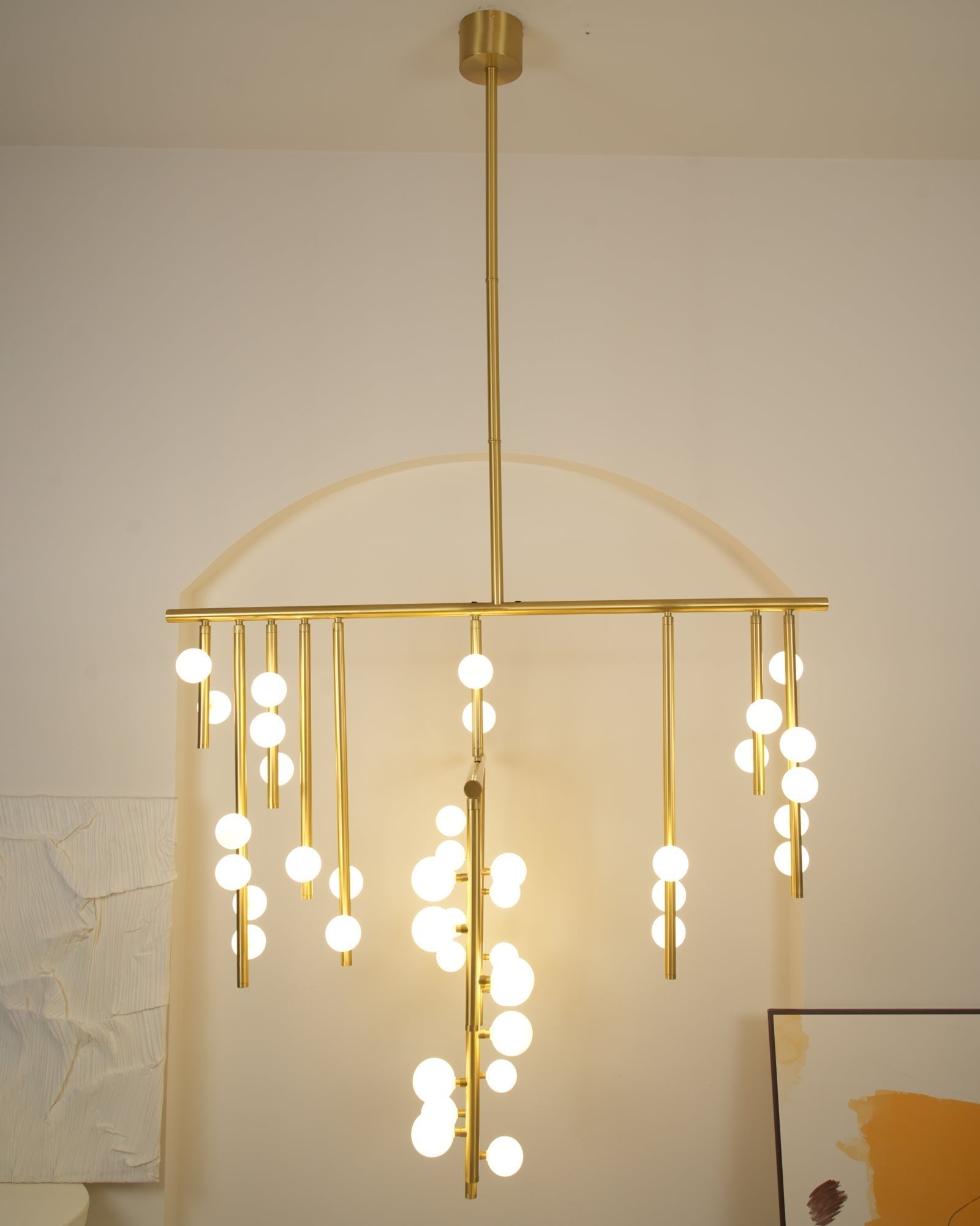 Eurzoris Geometric Brass Linear Pendant Light Chandelier - Blowlighting