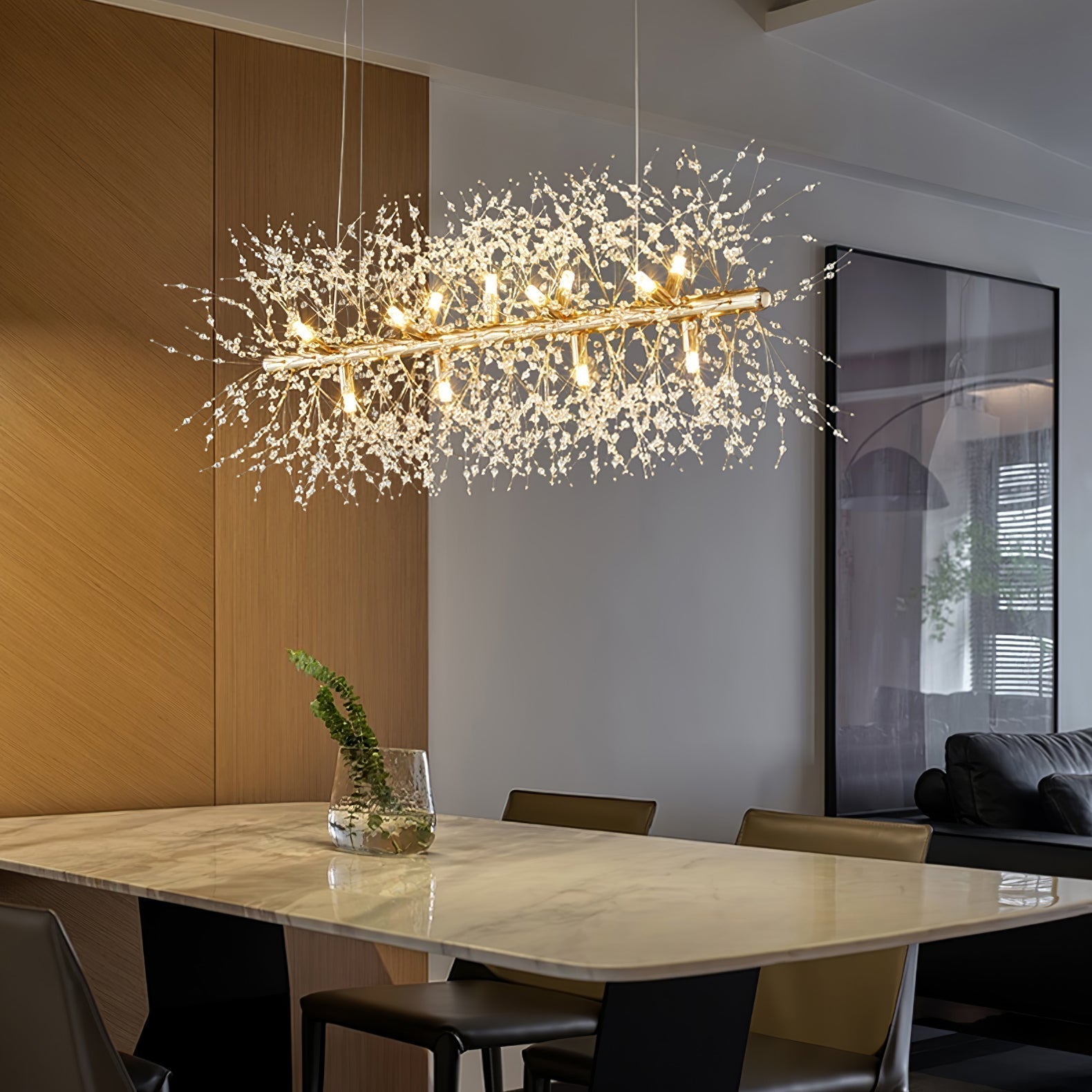 Lustra Lustre Laiton Linéaire Cristal Branche - Neutralighting