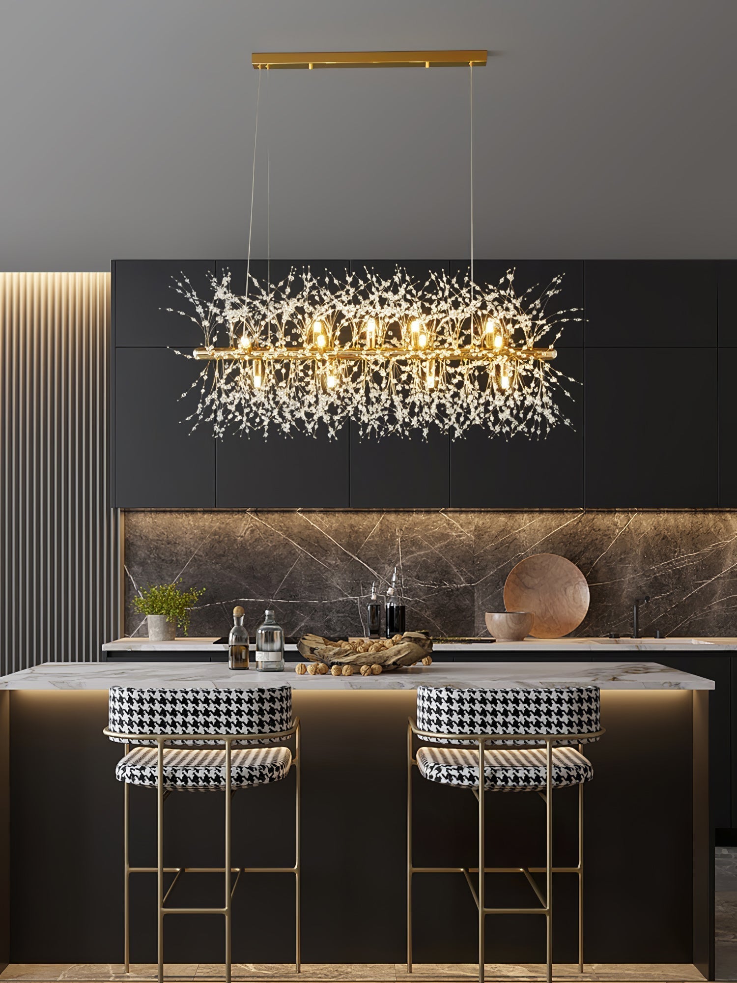 Lustra Lustre Laiton Linéaire Cristal Branche - Neutralighting
