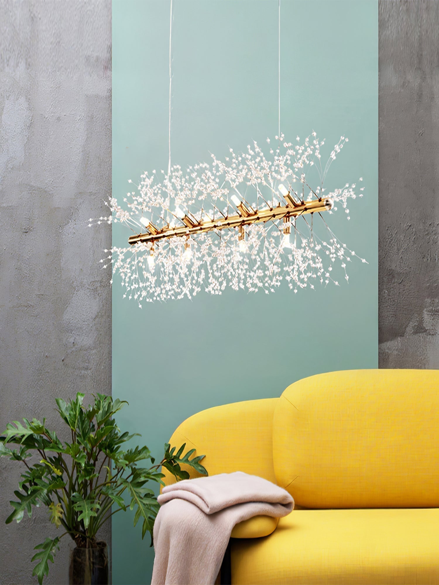 Lustra Lustre Laiton Linéaire Cristal Branche - Neutralighting