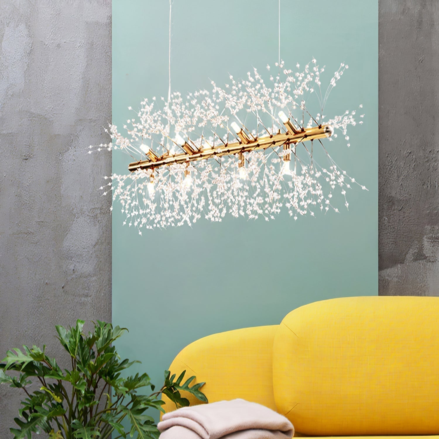Lustra Lustre Laiton Linéaire Cristal Branche - Neutralighting