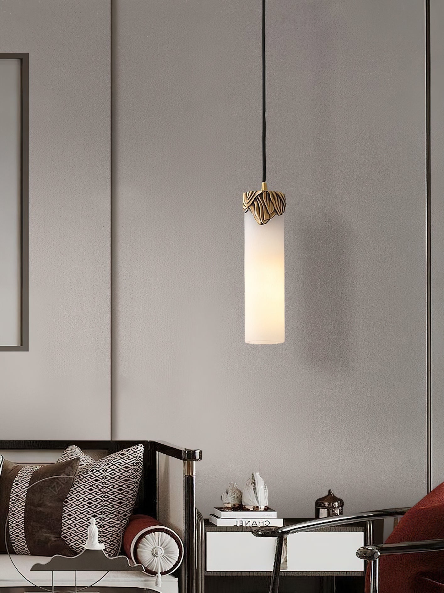 Quiver Suspension Moderne Minimaliste En Laiton Et Albâtre - Neutralighting