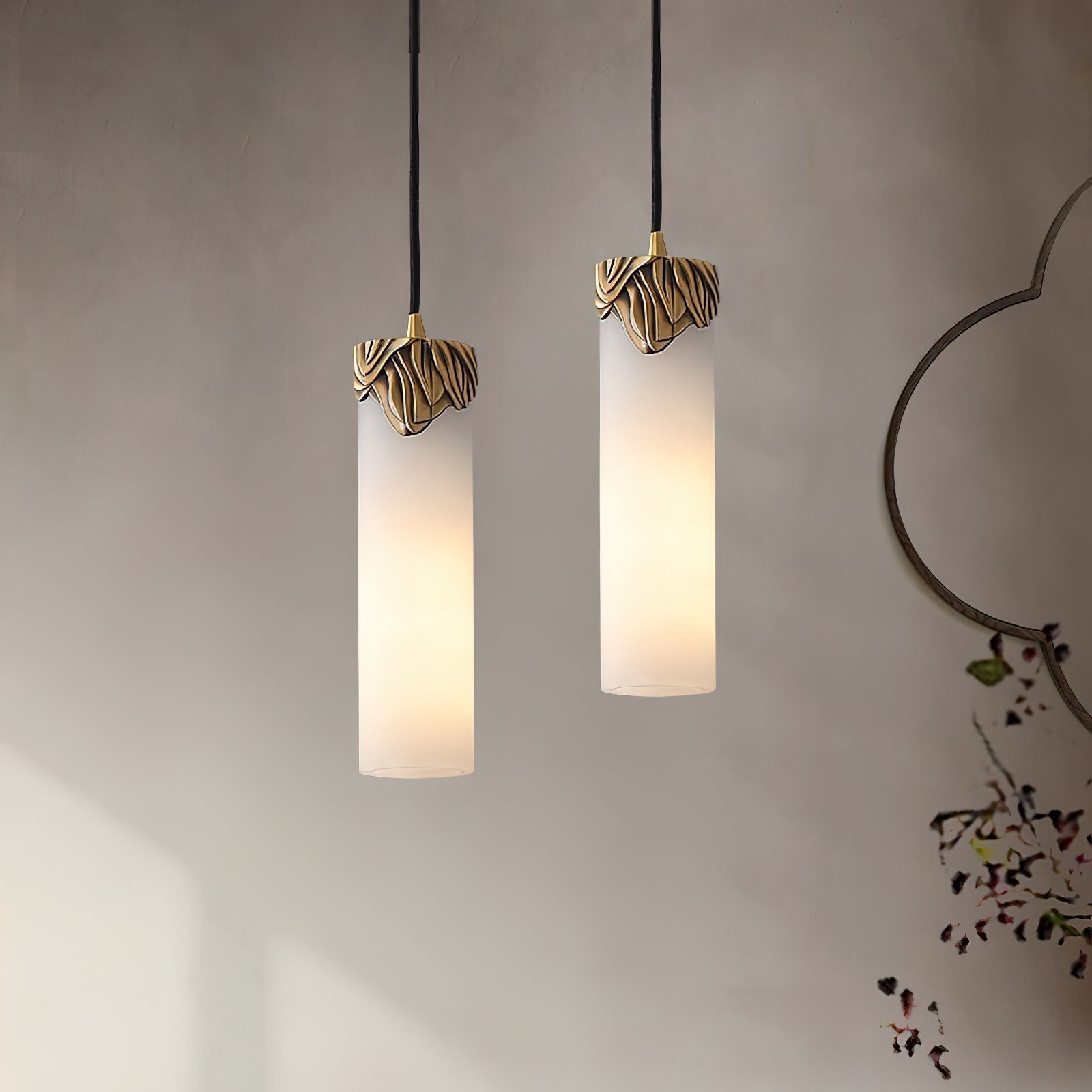 Quiver Suspension Moderne Minimaliste En Laiton Et Albâtre - Neutralighting