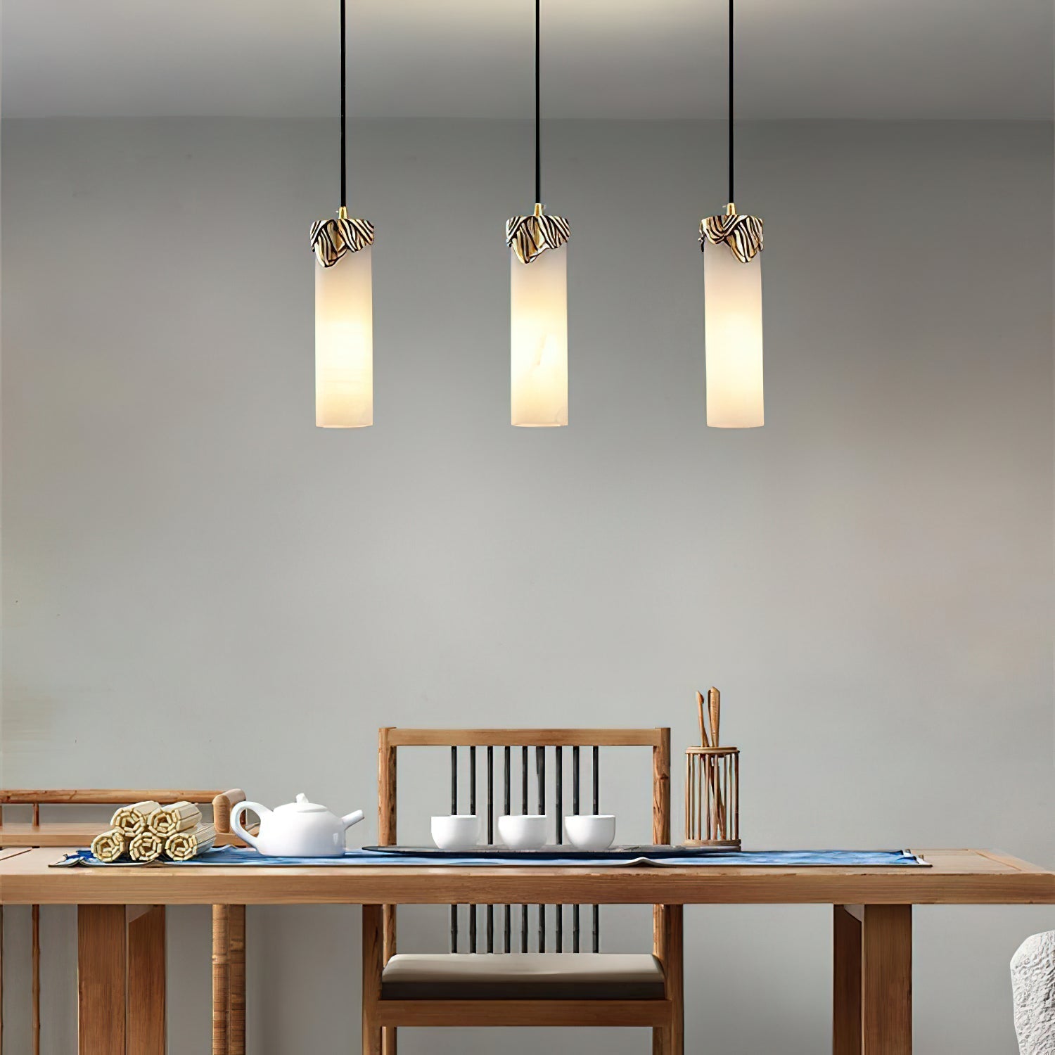 Quiver Suspension Moderne Minimaliste En Laiton Et Albâtre - Neutralighting