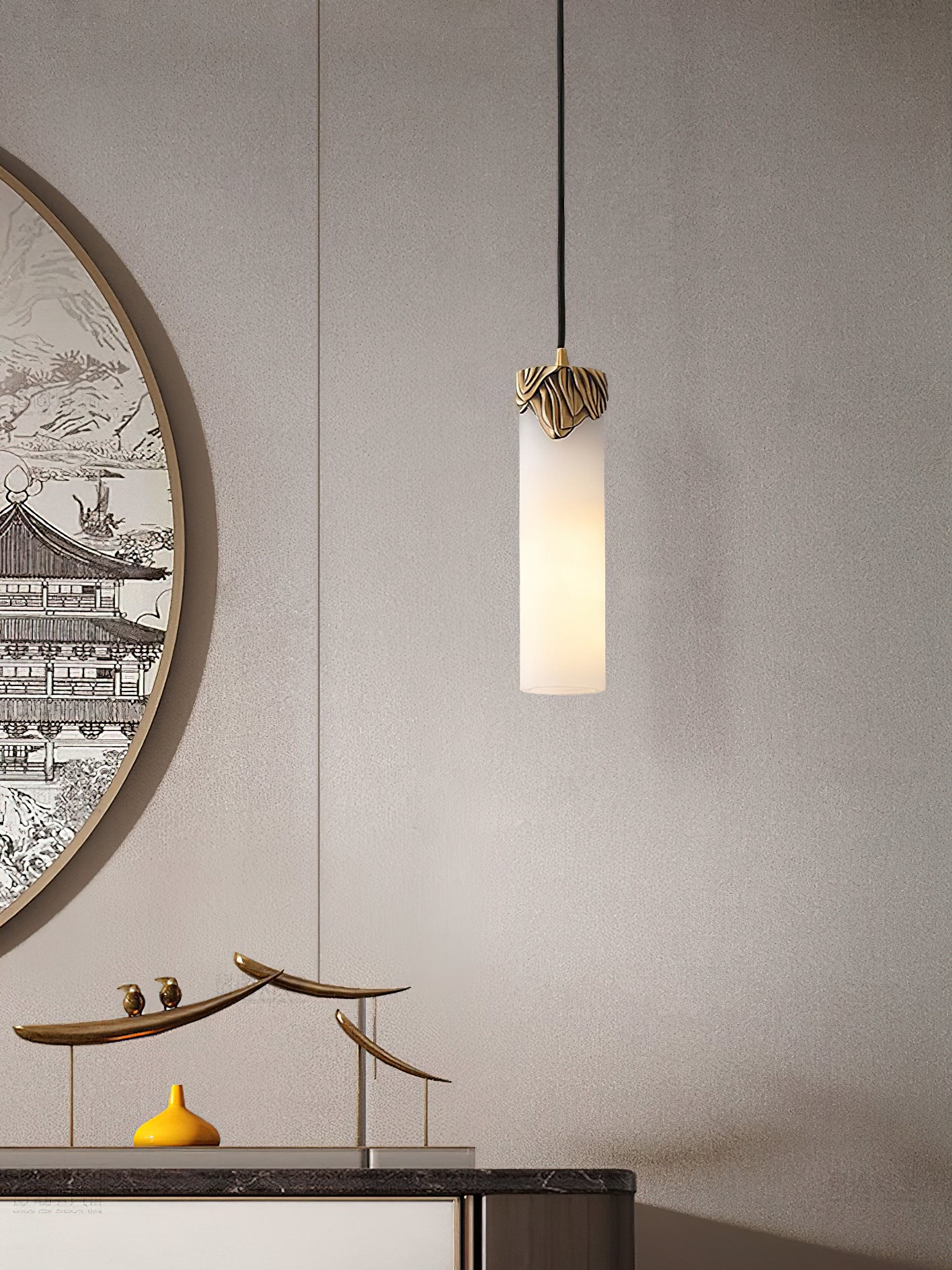 Quiver Suspension Moderne Minimaliste En Laiton Et Albâtre - Neutralighting