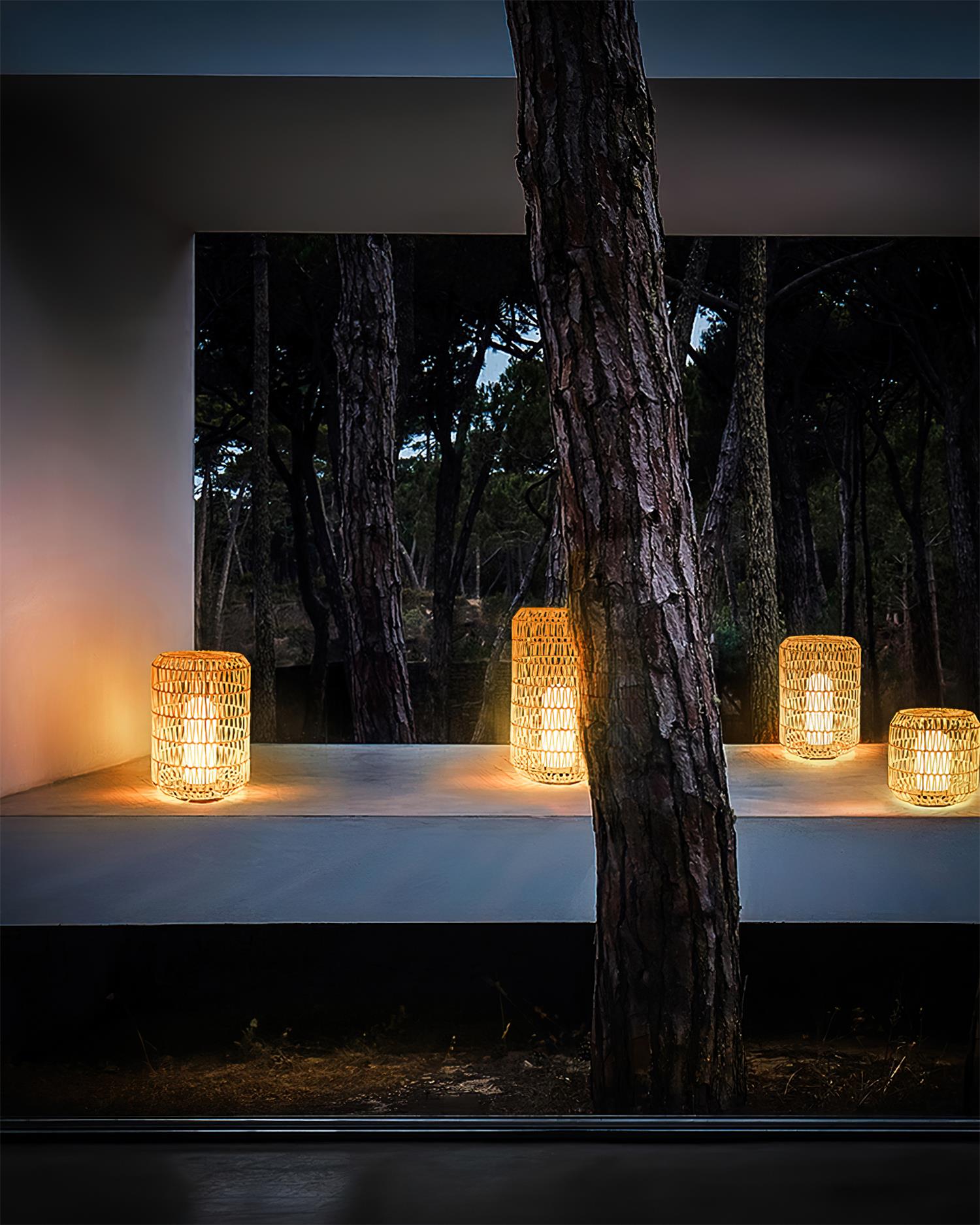 Danya Lampe Extérieure Cylindre en Rattan Solaire - Neutralighting