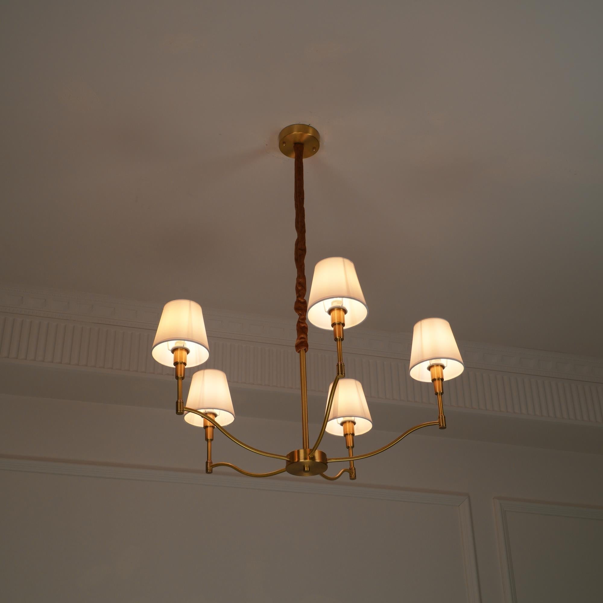 Unfold Chandelier Métal Laiton Tissu Traditionnel Vintage - Neutralighting