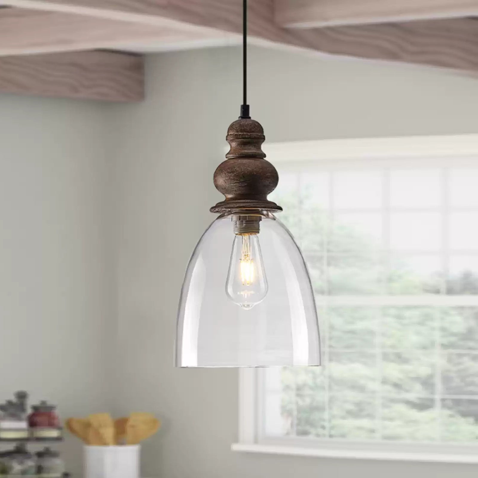 Inert Lampe Pendante en Bois et Verre Minimaliste Moderne - Neutralighting