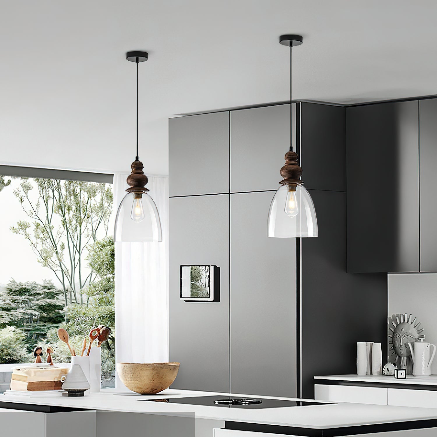 Inert Lampe Pendante en Bois et Verre Minimaliste Moderne - Neutralighting