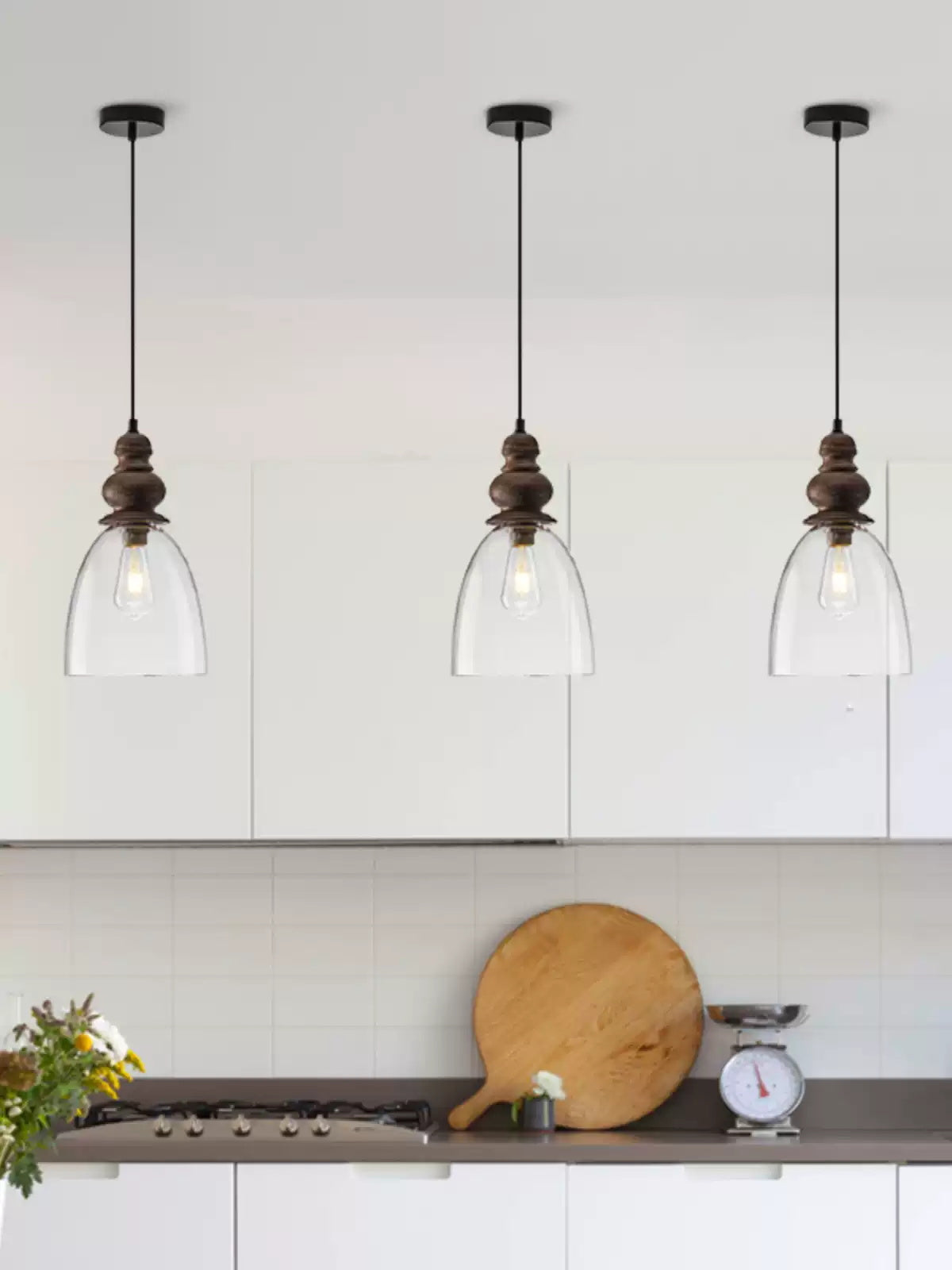 Inert Lampe Pendante en Bois et Verre Minimaliste Moderne - Neutralighting