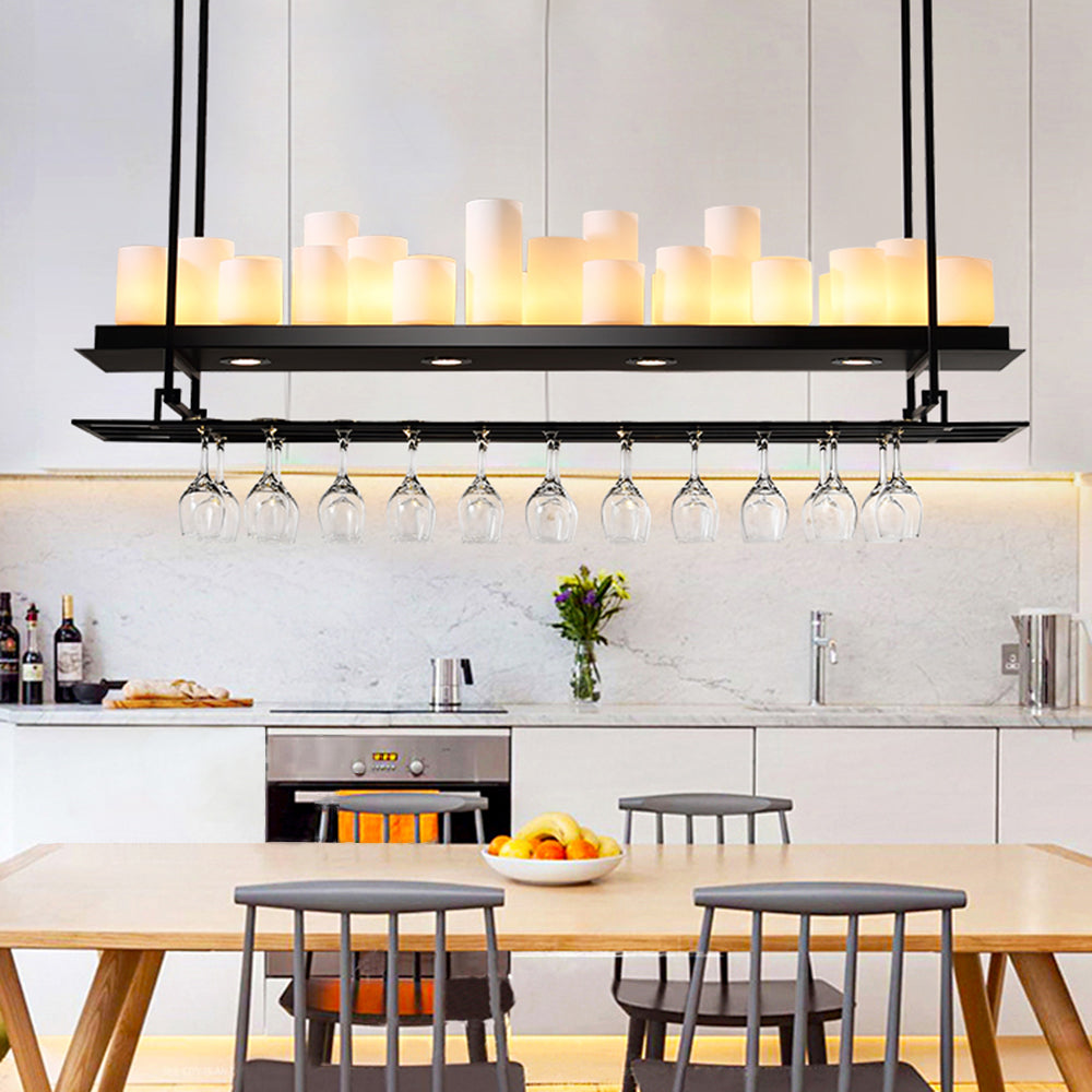 Silva Suspension Cylindre Moderne, Métal/Verre, Blanc/Noir, Restaurant/Bar - Neutralighting