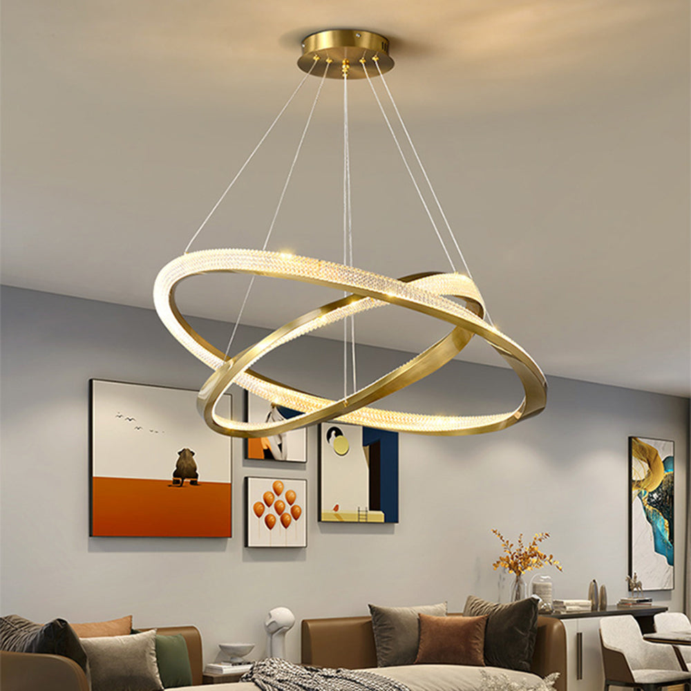 Arisha Suspension Anneau Moderne, Métal/Acrylique, Or/Argent, Salon/Chambre à Coucher - Neutralighting