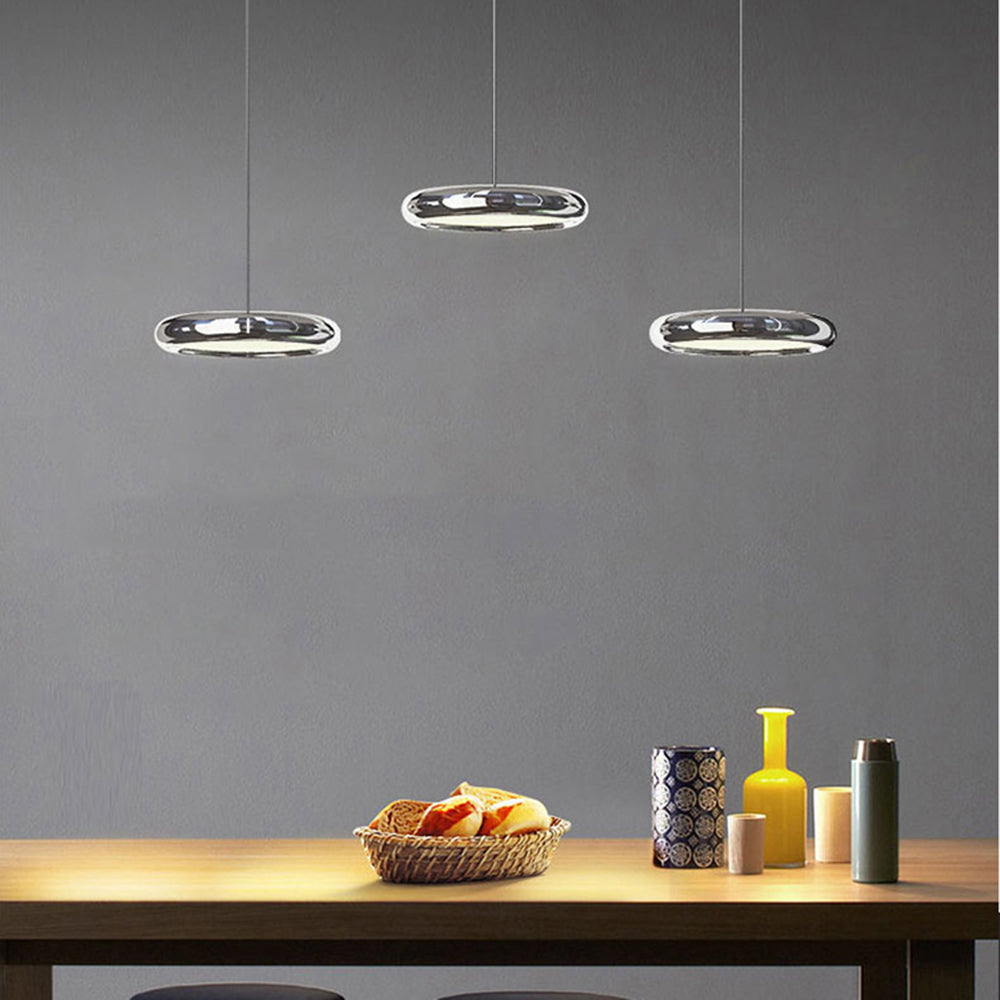 Arisha Suspension Ronde Moderne, Métal/Acrylique, Argent/Or/Rose Rouge, Salon