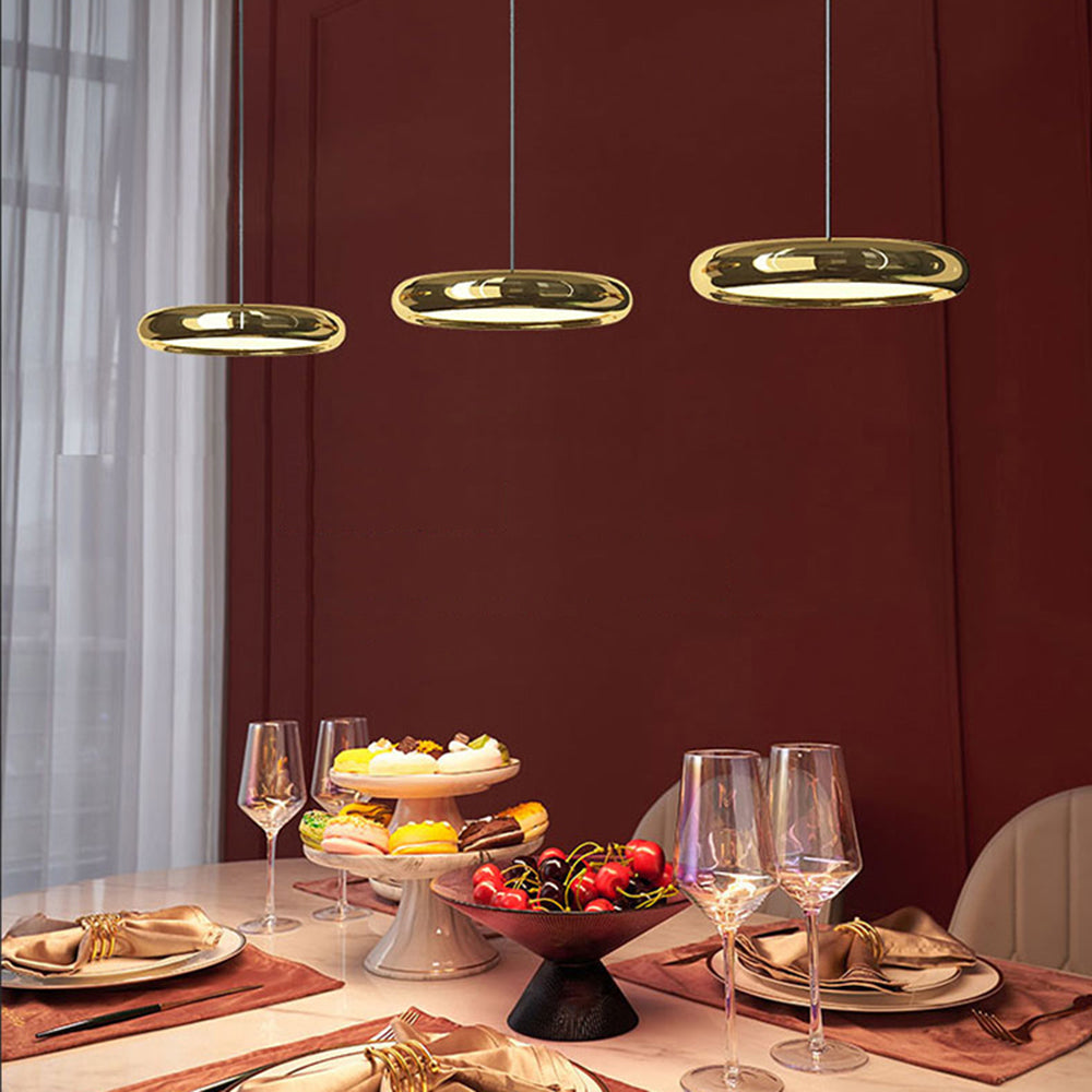 Arisha Suspension Ronde Moderne, Métal/Acrylique, Argent/Or/Rose Rouge, Salon