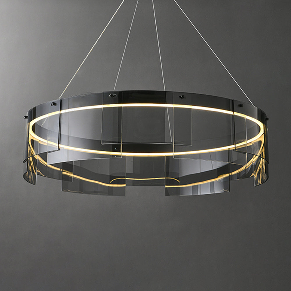Arisha Suspension Anneau Moderne, Métal/Verre, Noir, Chambre à Coucher/Salon - Neutralighting