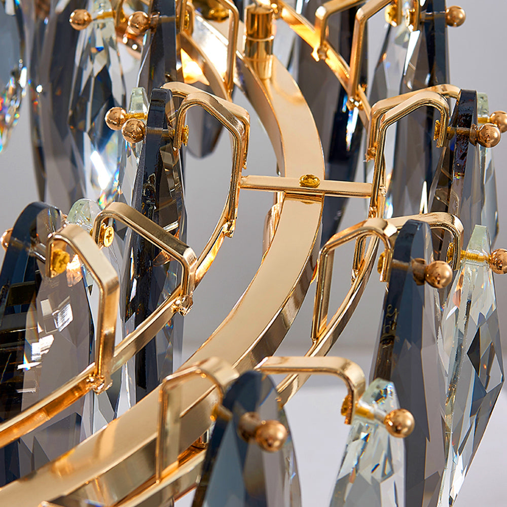 Kristy Suspension Anneau Contemporaine, Métal/Cristal, Noir/Or, Chambre à Coucher/Salle à Manger