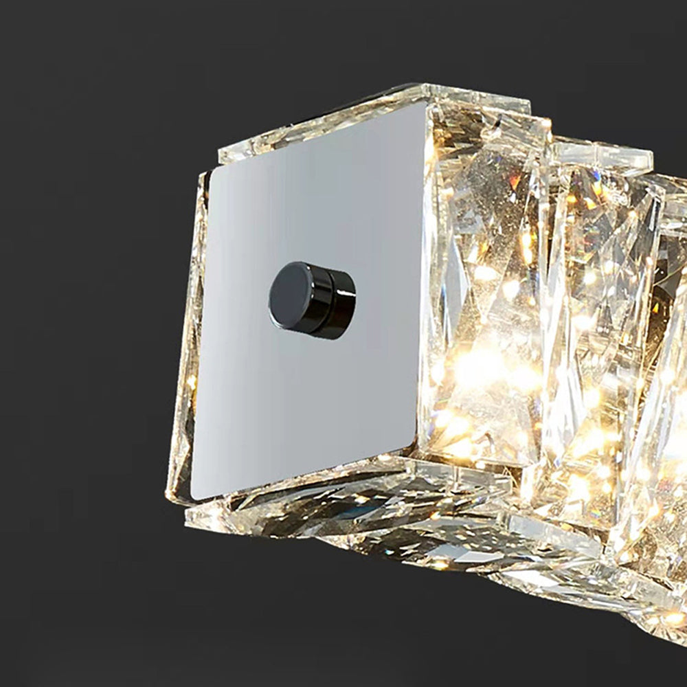 Kristy Suspension Linéaire Simple, Acier/Cristal, Or/Argent, Bar/Cuisine