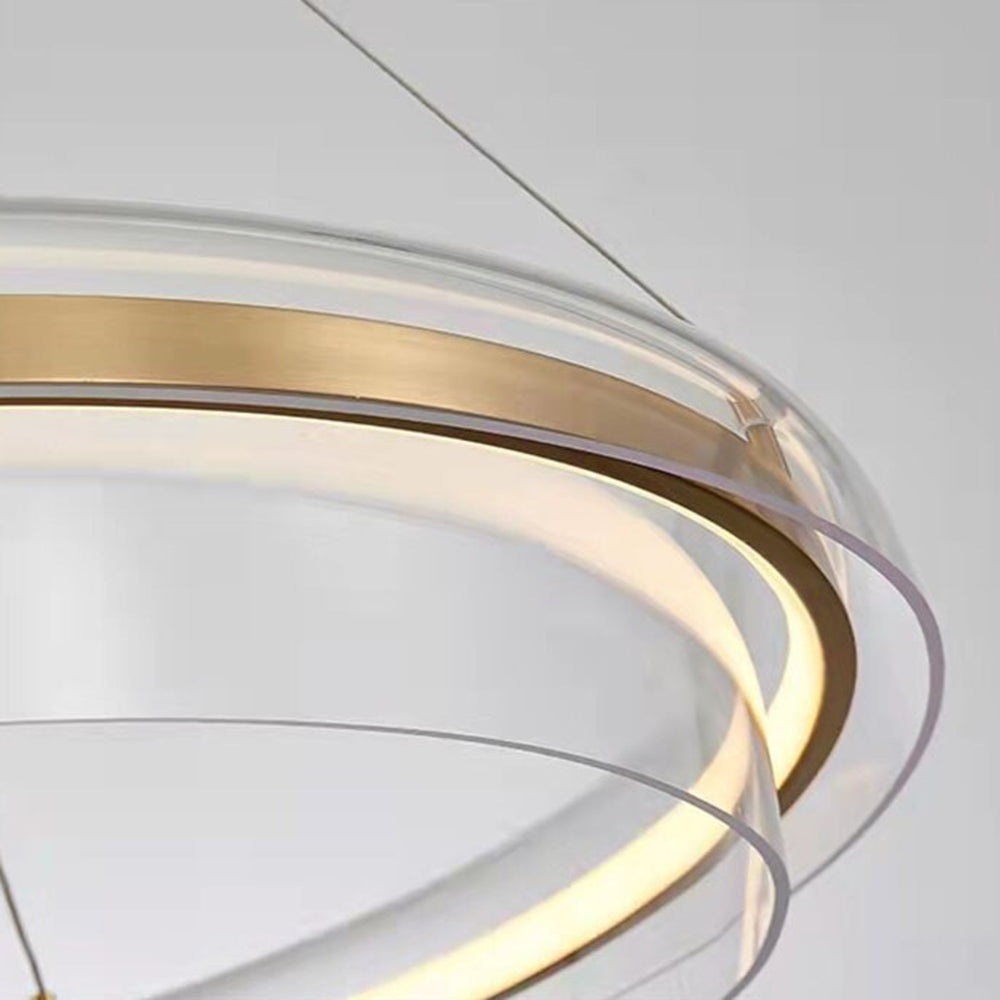 Arisha Suspension Ronde Moderne, Métal/Acrylique, Doré, Salon/Chambre à Coucher - Neutralighting
