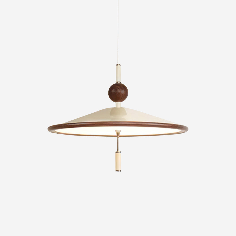 Devon Pendant Lamp Wide-Brim Wood-Trim Minimalist - Letslighting