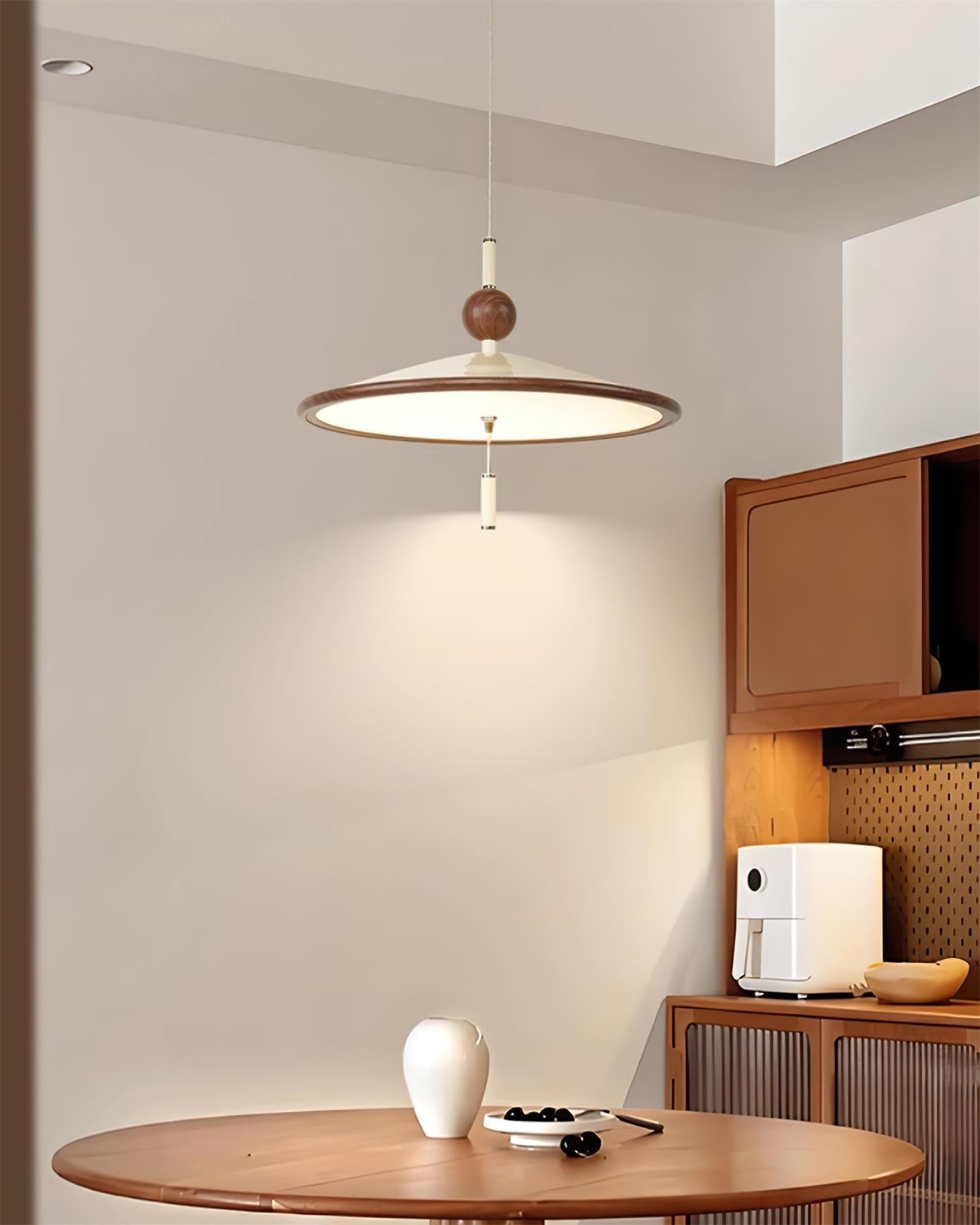 Devon Pendant Lamp Wide-Brim Wood-Trim Minimalist - Letslighting