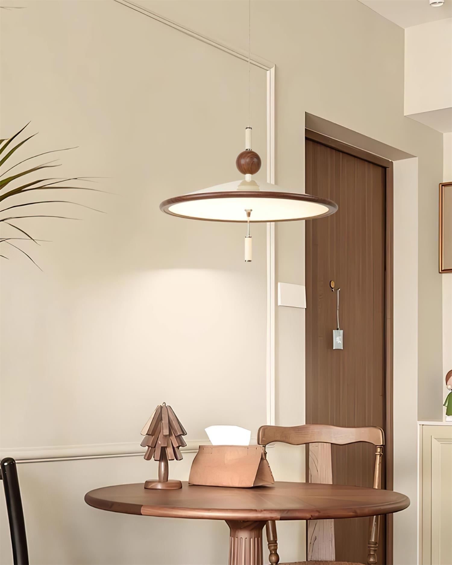 Devon Pendant Lamp Wide-Brim Wood-Trim Minimalist - Letslighting