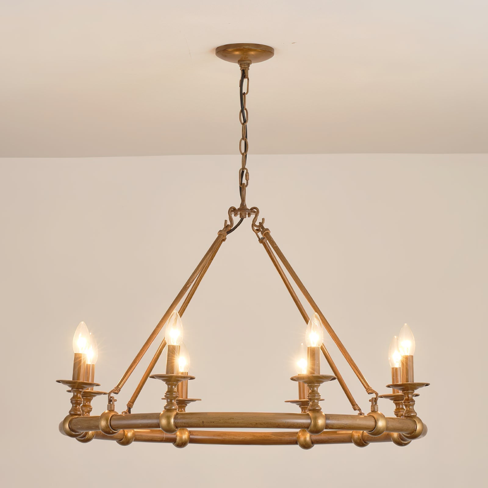 Unite Lustre Rond Industriel Vintage En Métal Doré - Neutralighting