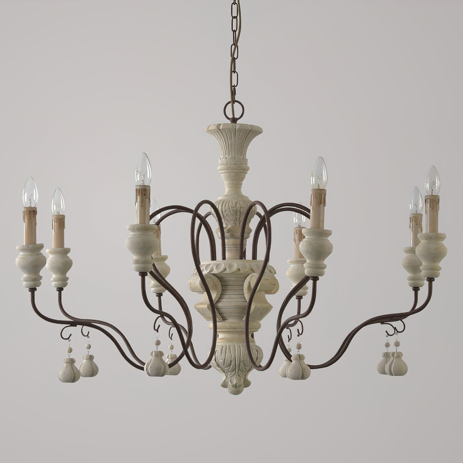 Quartz Chandelier Bois Métal Luxe Campagne Salon - Neutralighting