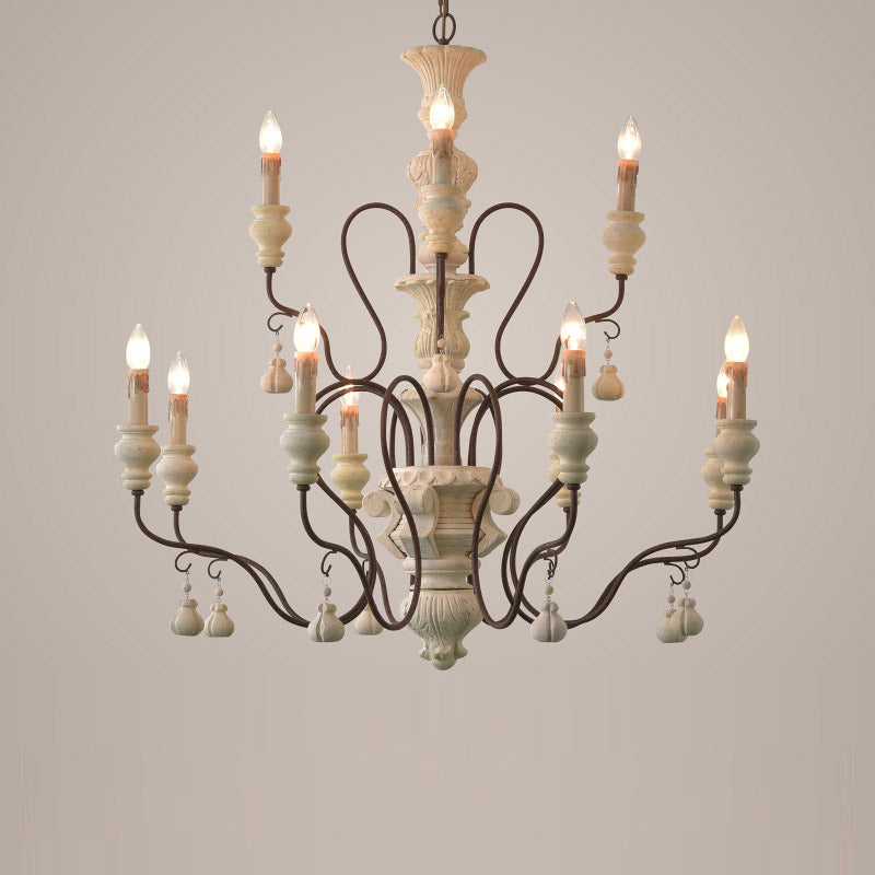 Quartz Chandelier Bois Métal Luxe Campagne Salon - Neutralighting