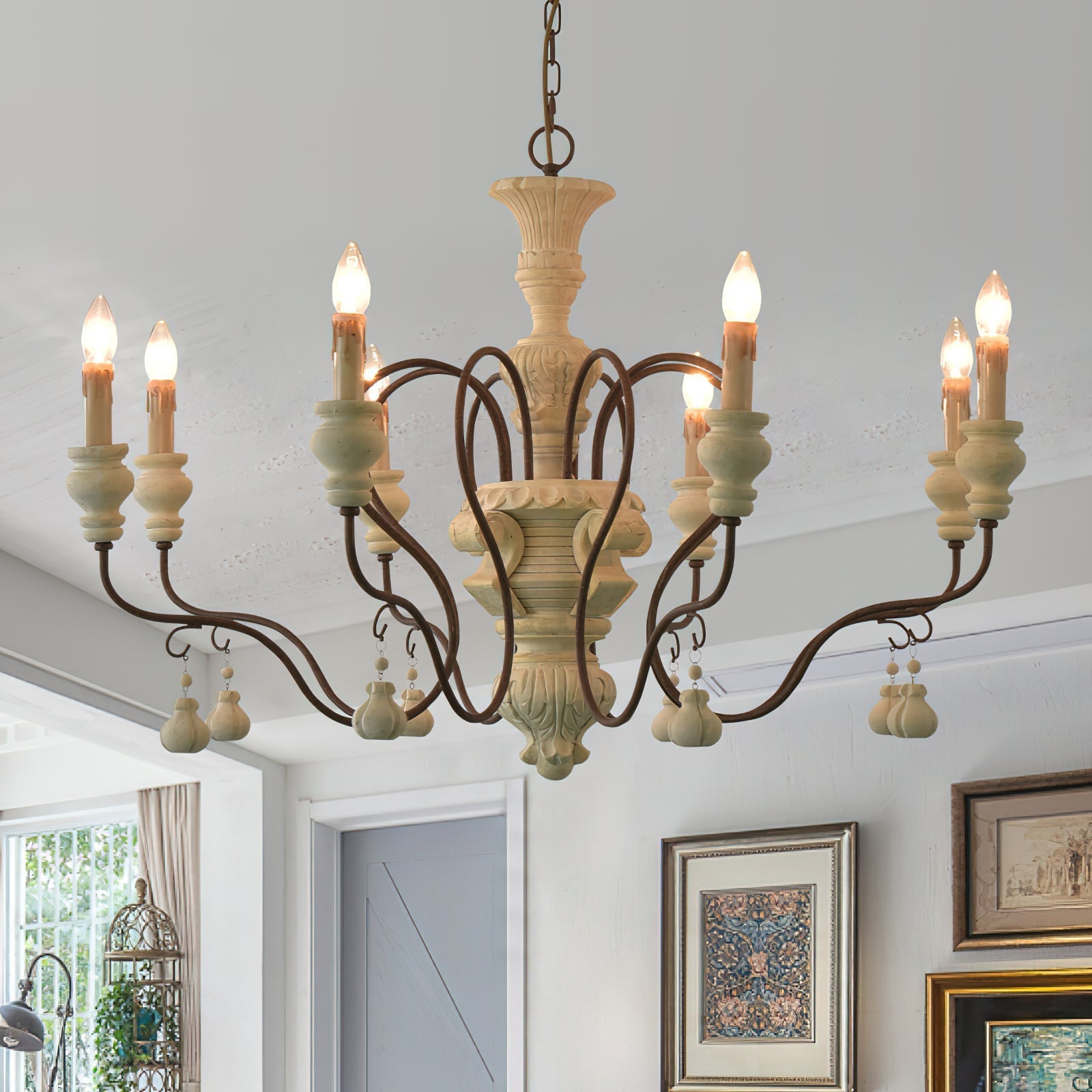 Quartz Chandelier Bois Métal Luxe Campagne Salon - Neutralighting