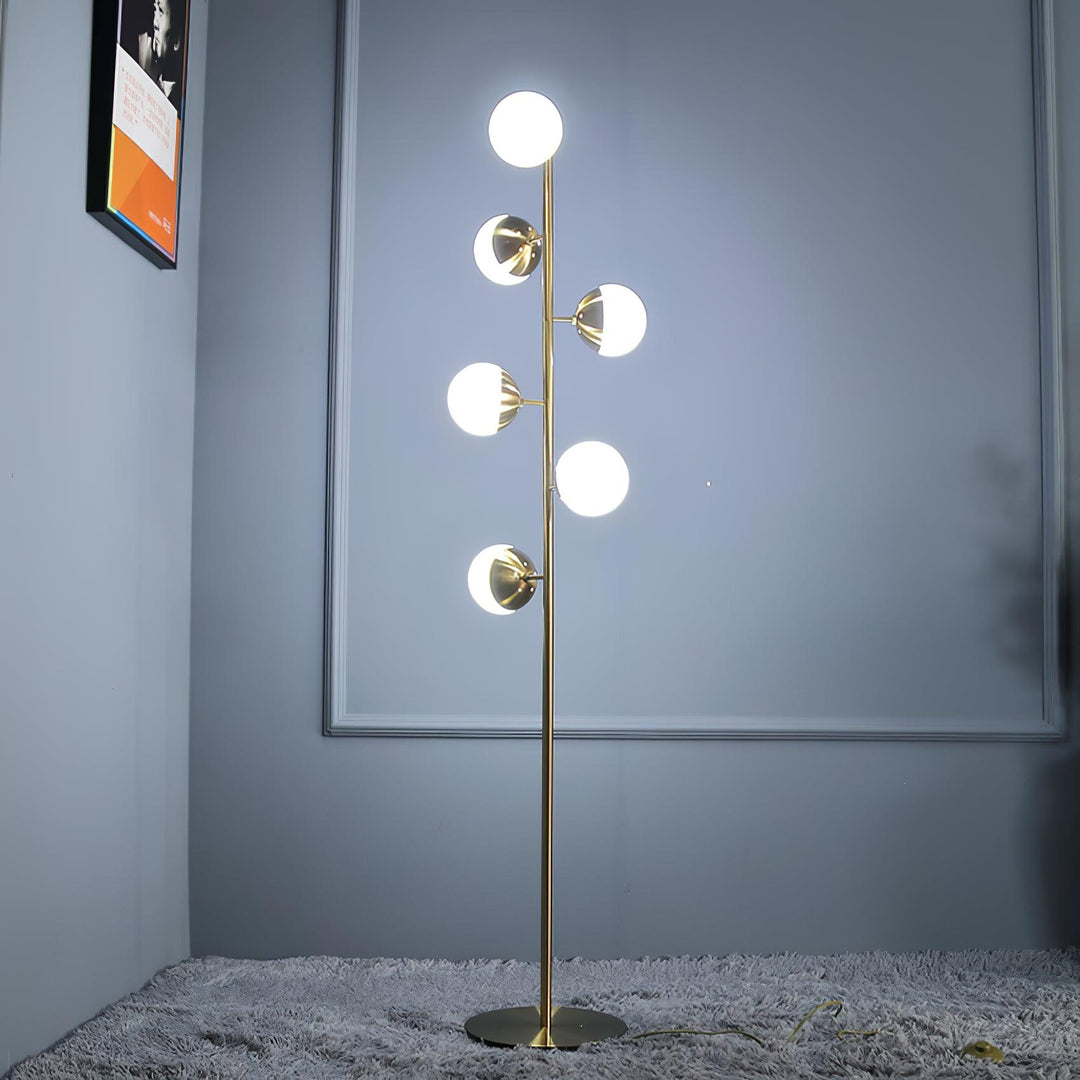 Valentina Lampadaire Bulle Moderne, Métal/Céramique, Doré, Salon