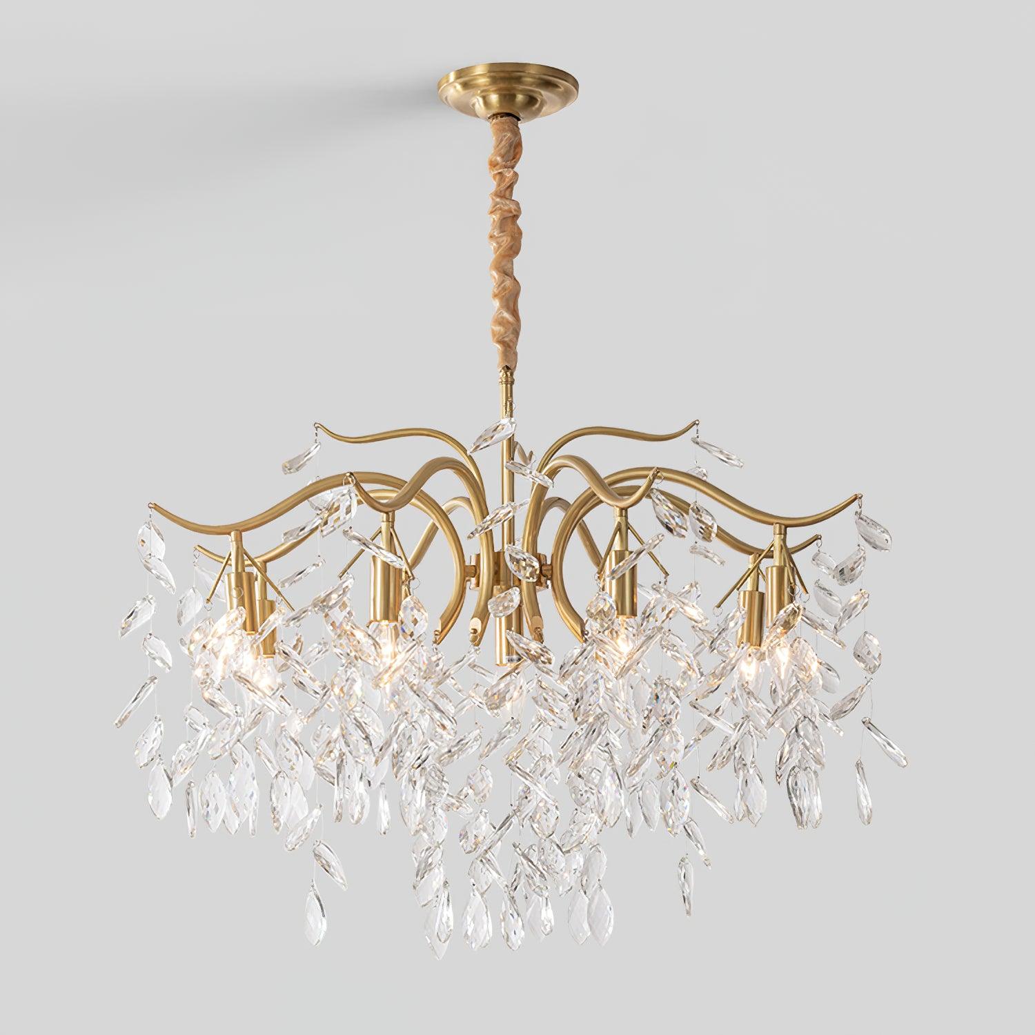 Lustra Chandelier Fer Cristal Feuille - Neutralighting