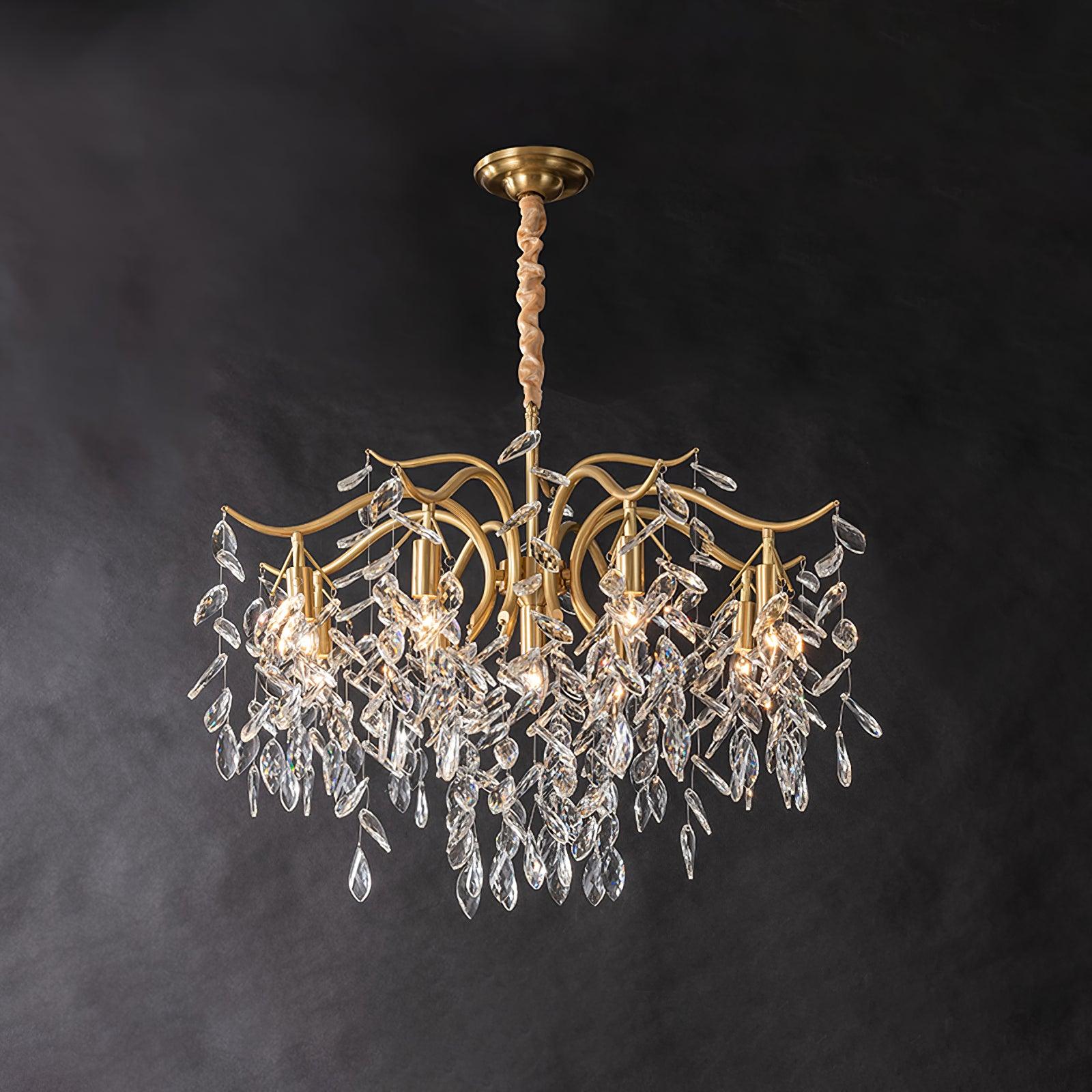 Lustra Chandelier Fer Cristal Feuille - Neutralighting