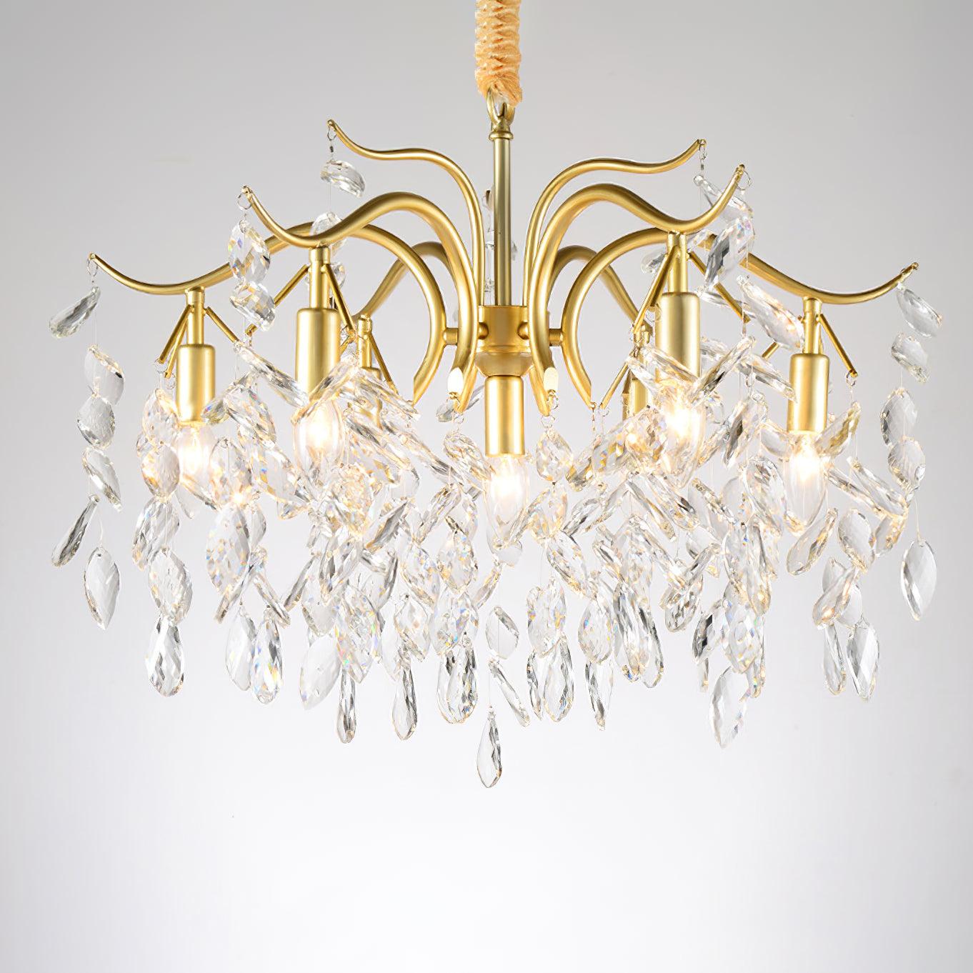 Lustra Chandelier Fer Cristal Feuille - Neutralighting