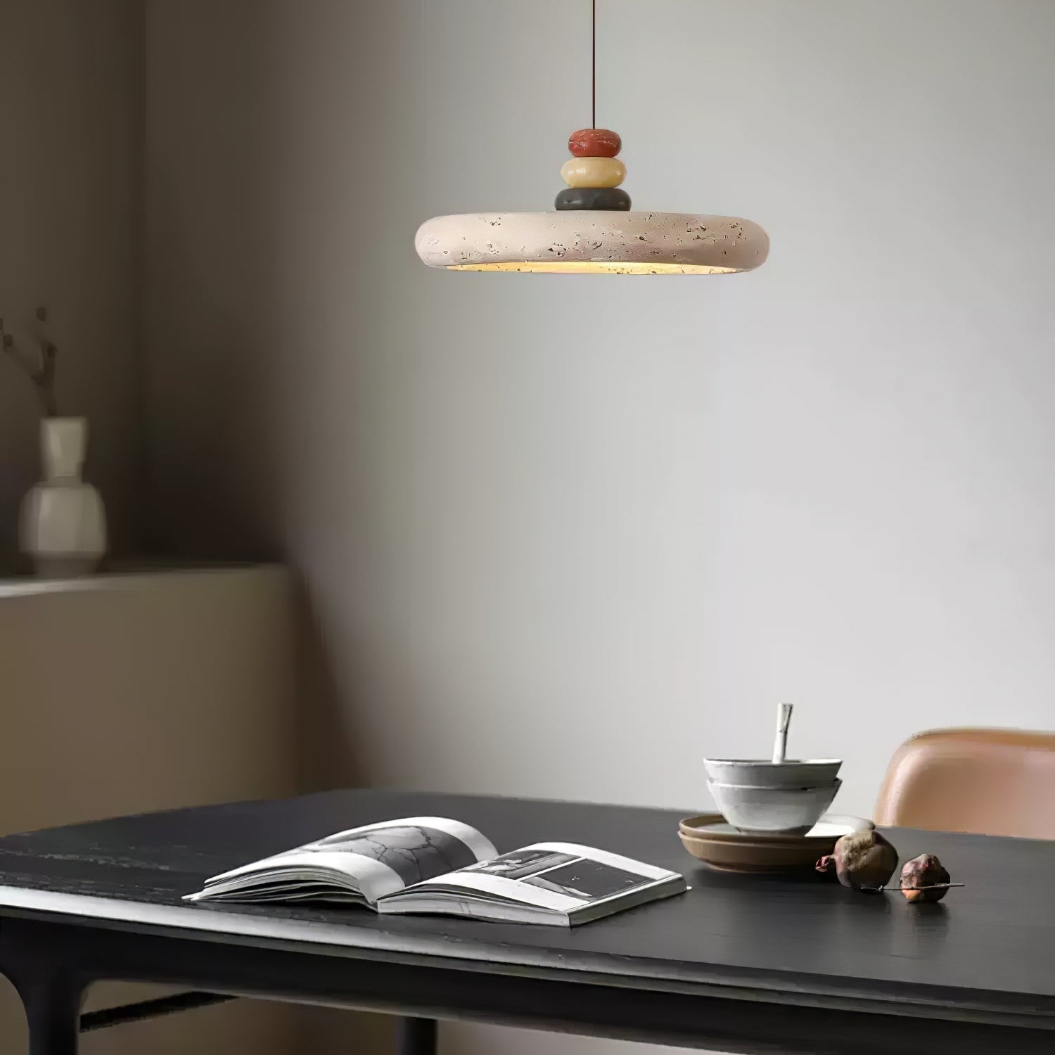 Cuvarora Disque Travertin Pendentif Lumière - Neutralighting