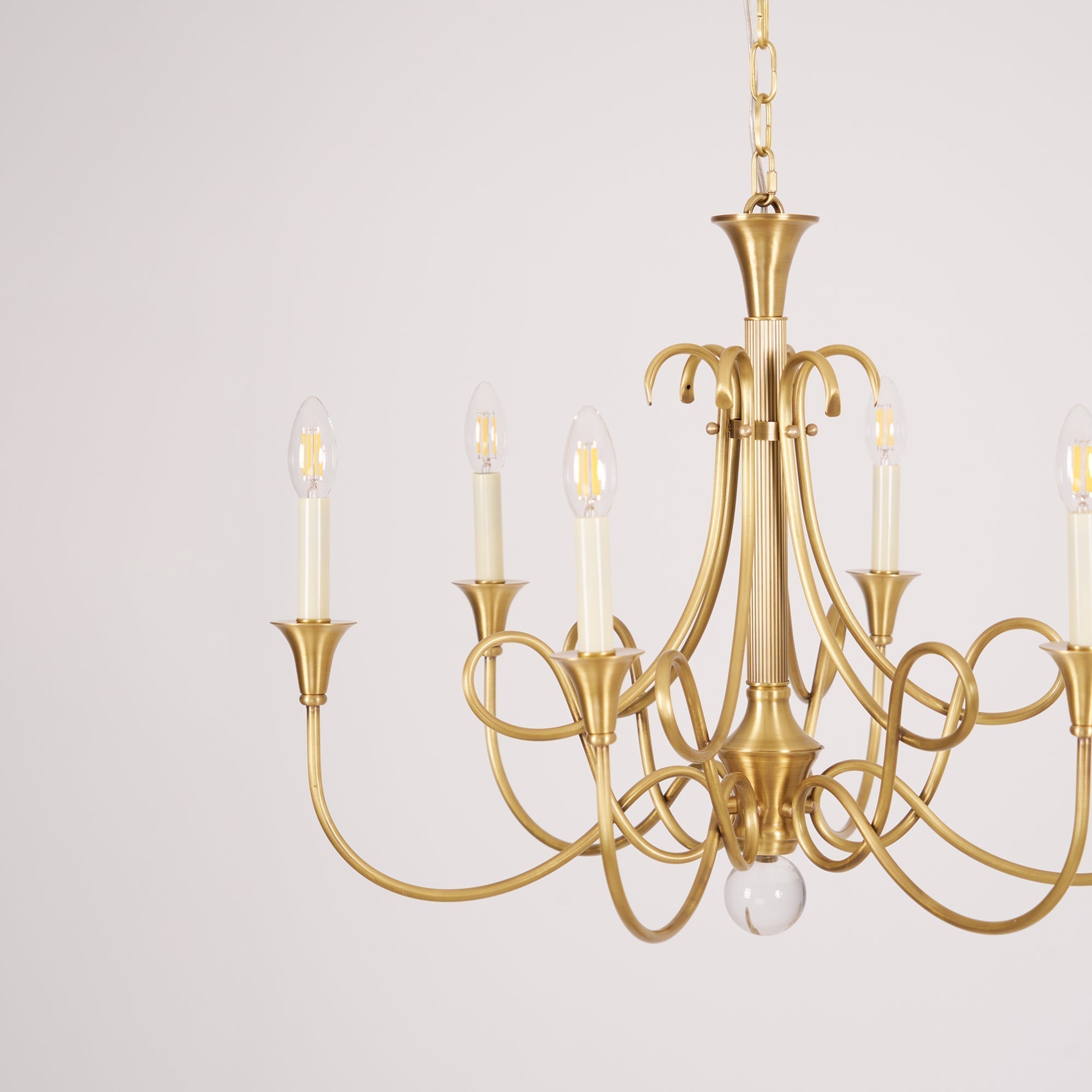 Braid Vintage Double Twist Brass Crystal Chandelier - Lamp Copper