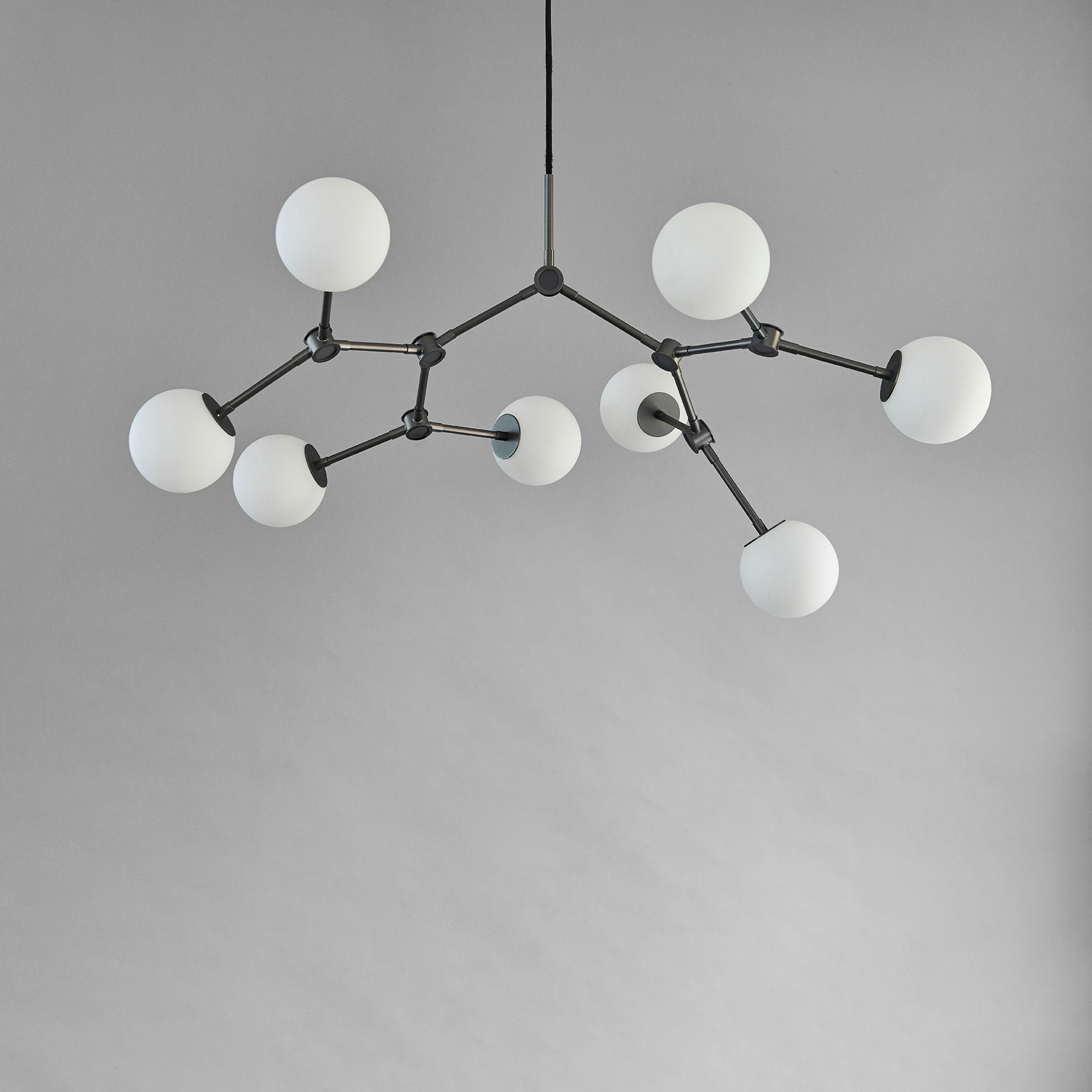 Halo Chandelier Verre Noir Boule Moderne Salon - Neutralighting